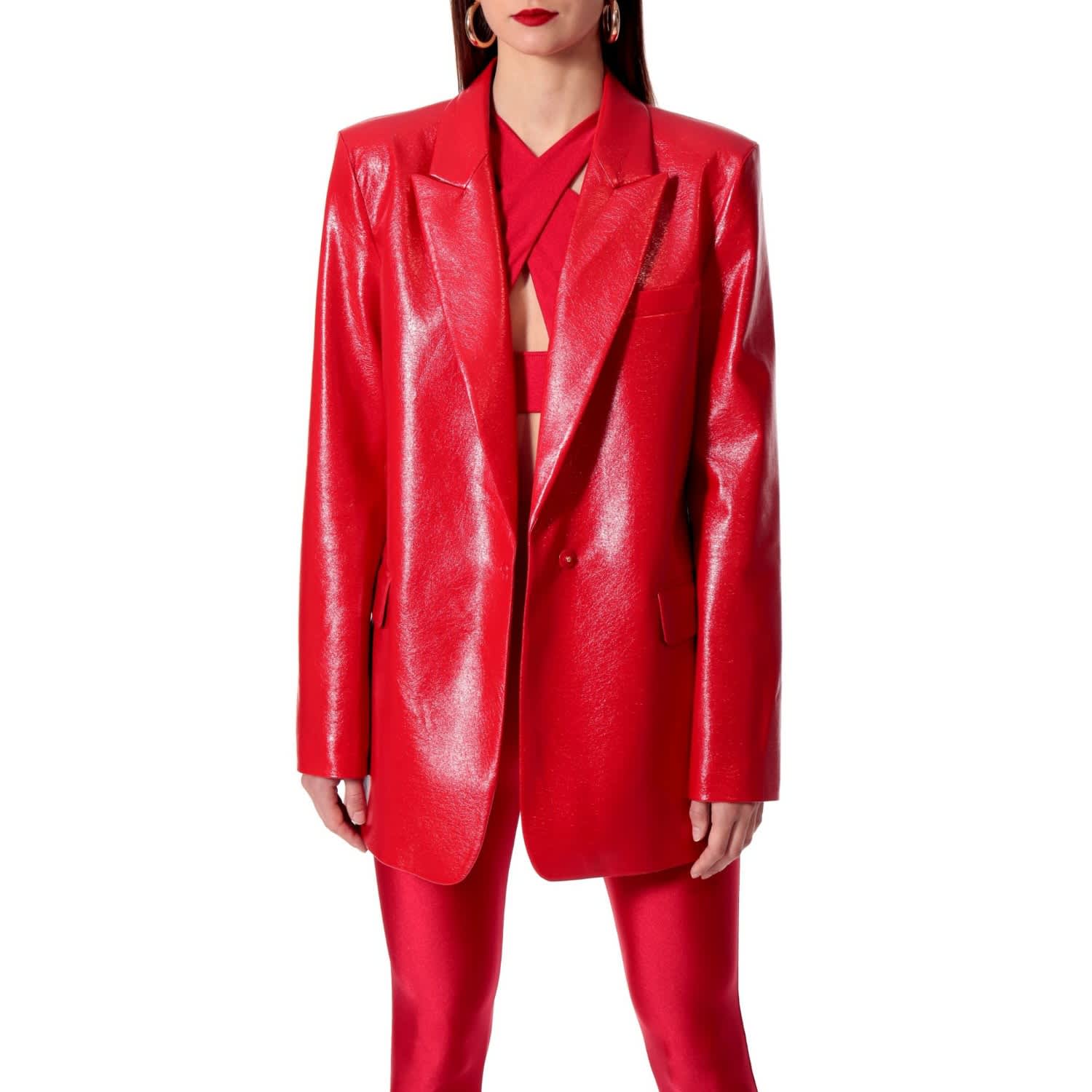 Vegan Leather Red Sleeveless Suit – DIFFERENTREGARDCO