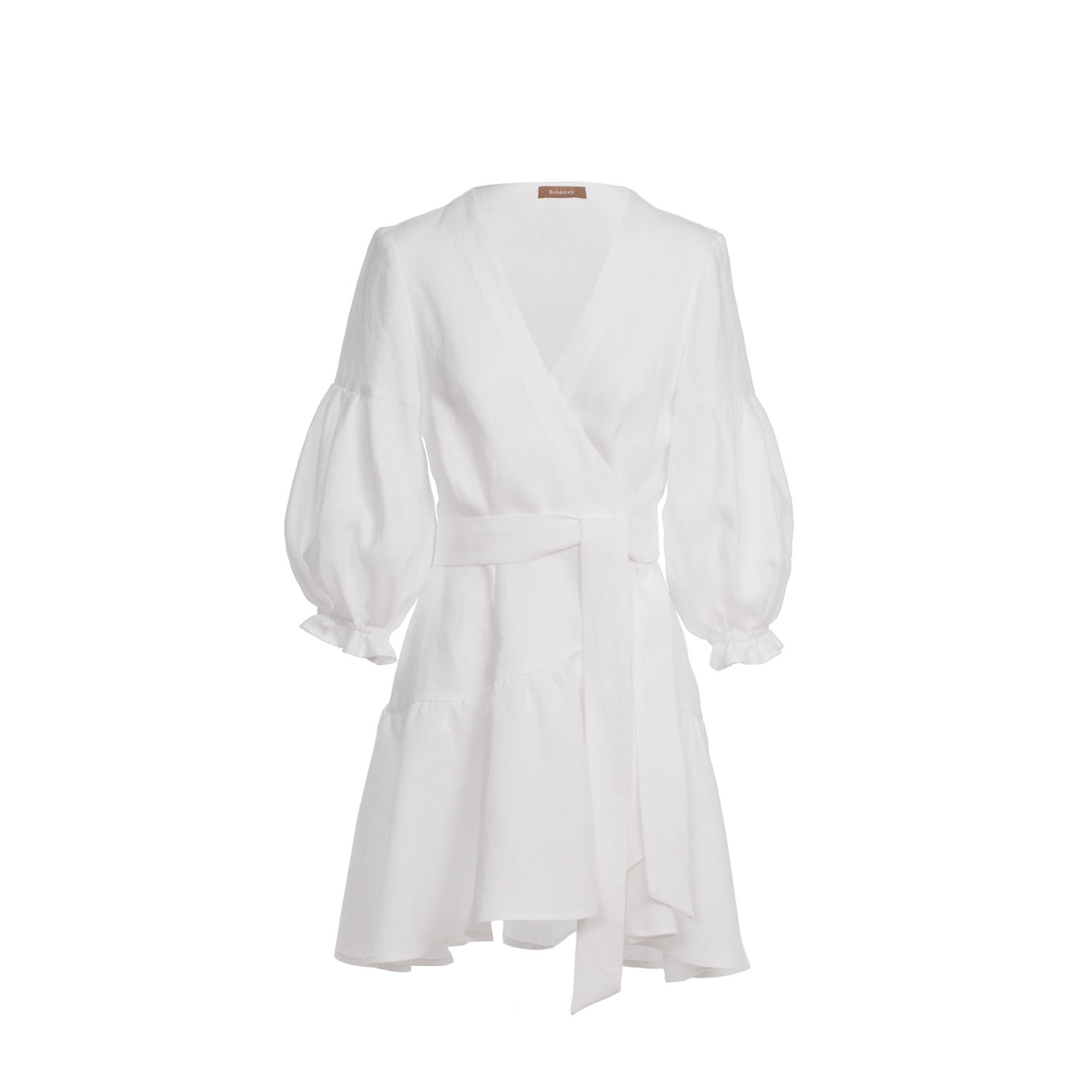 Women’s Allure Mini Linen Dress In White Extra Small Bohomey