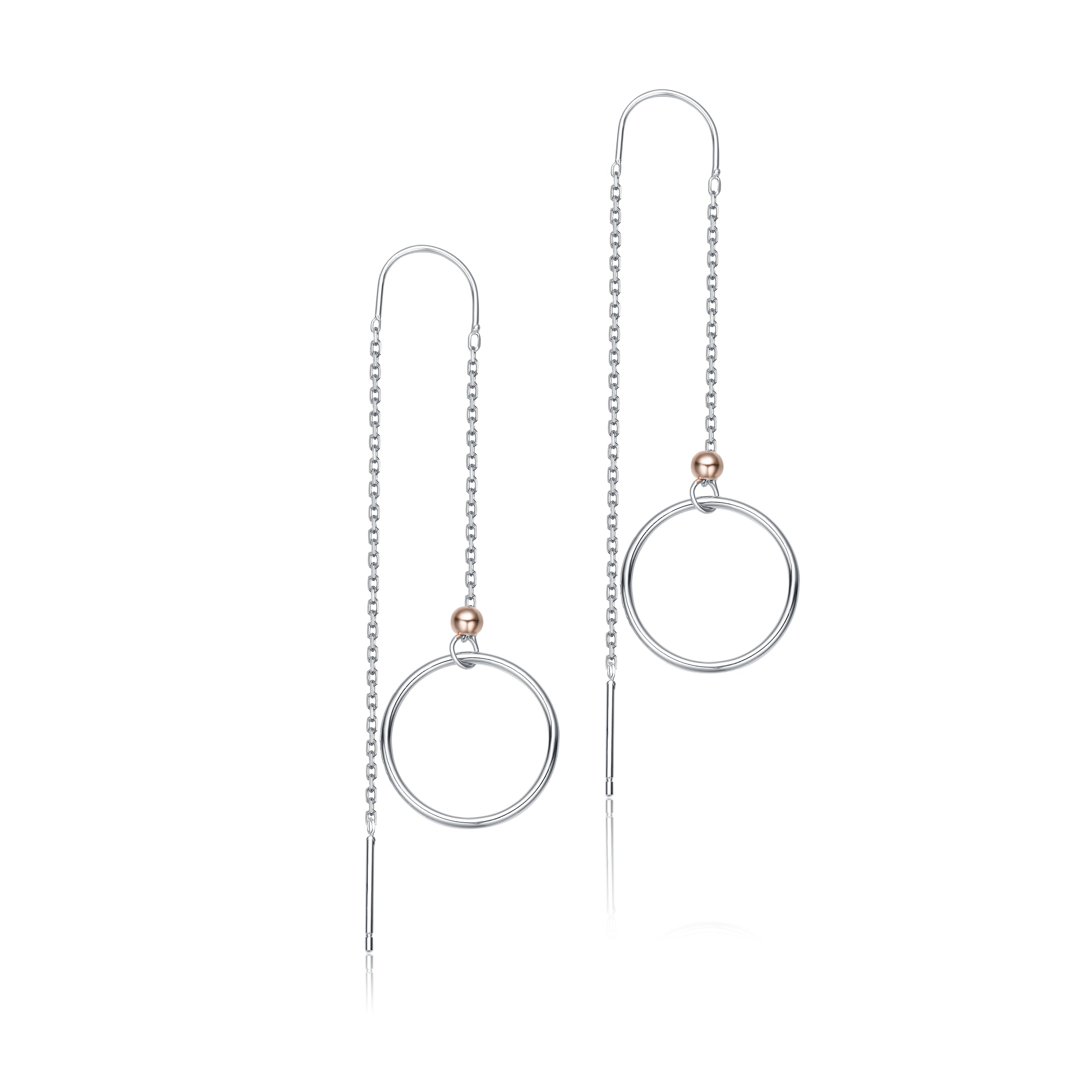 Genevive Jewelry Women's Rose Gold / Silver Classic Sterling Silver Two-tone Dangling Earrings In Multi