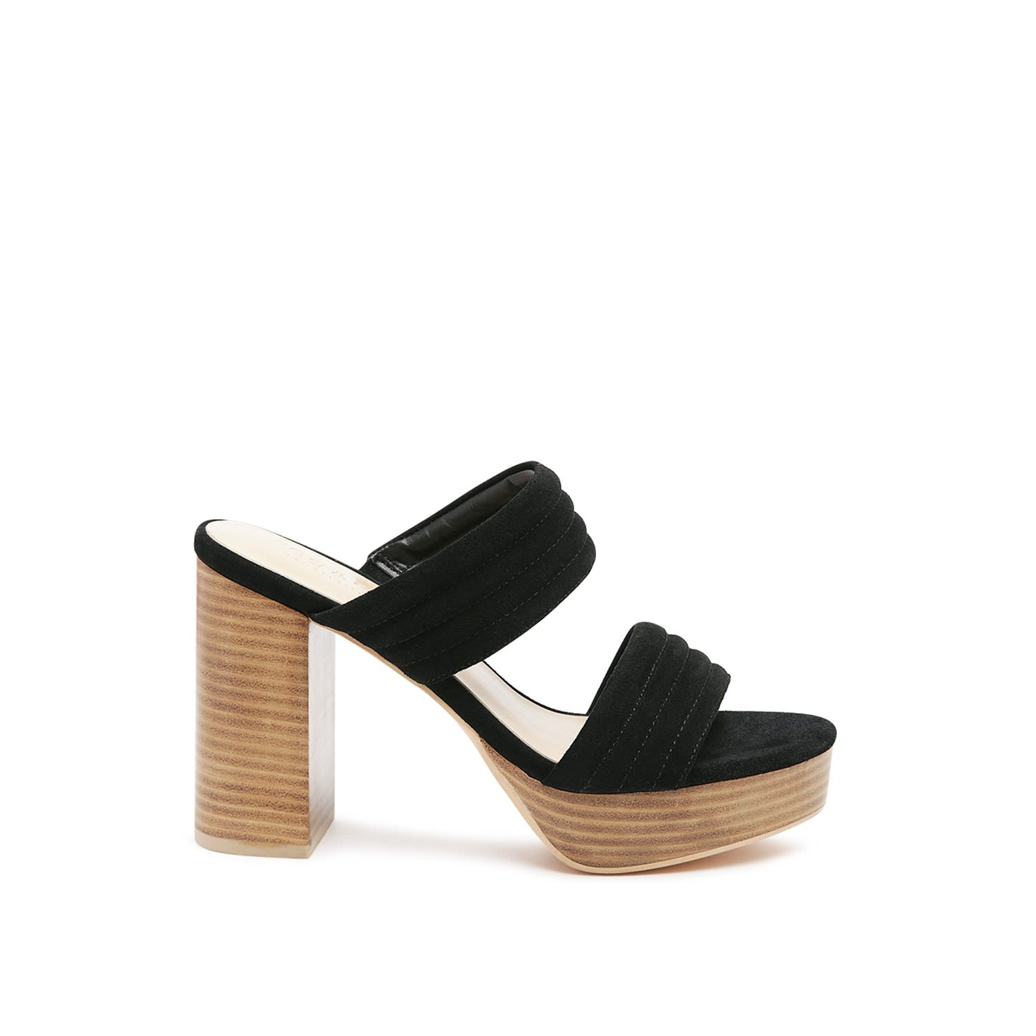 Women’s Mille Feux Suede Slip-On Block Heeled Sandal In Black 5 Uk Rag & Co.