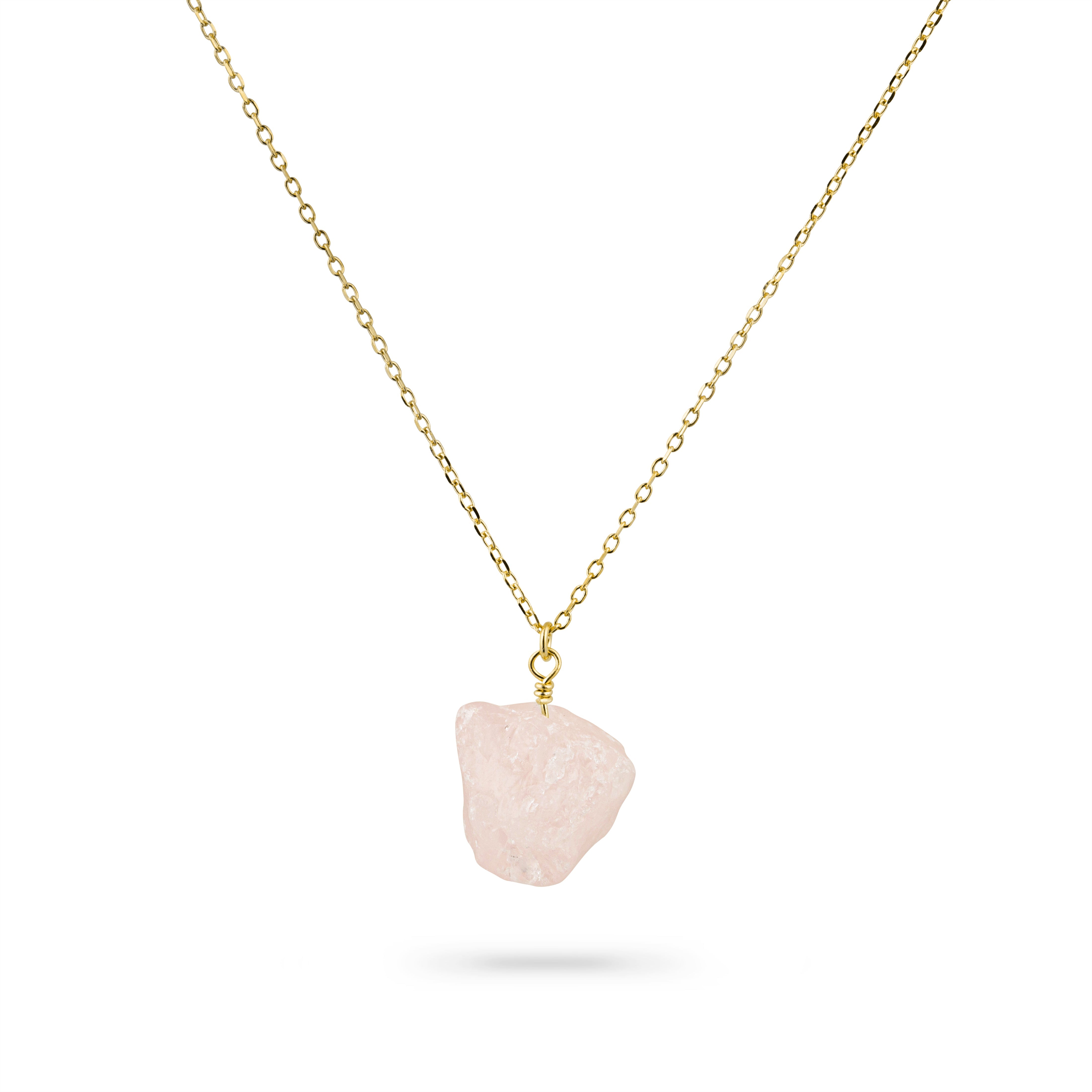 Gold Trip Women's Gold / Orange Rose Quartz Pebble Pendant In Gold In Pink