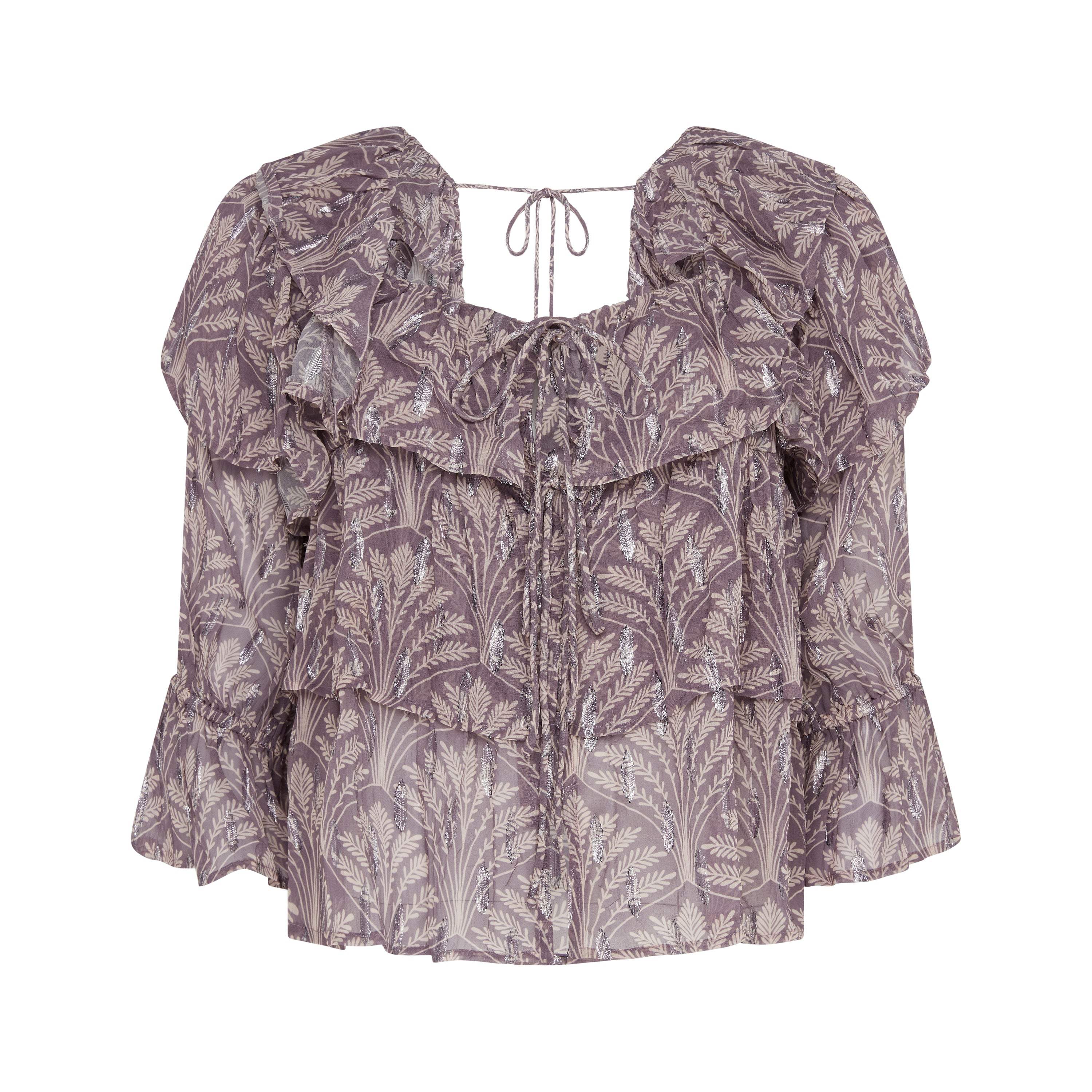 Rose & Nancy Women's Pink / Purple Olivia Pink Print Sparkle Frill Blouse In Pink/purple