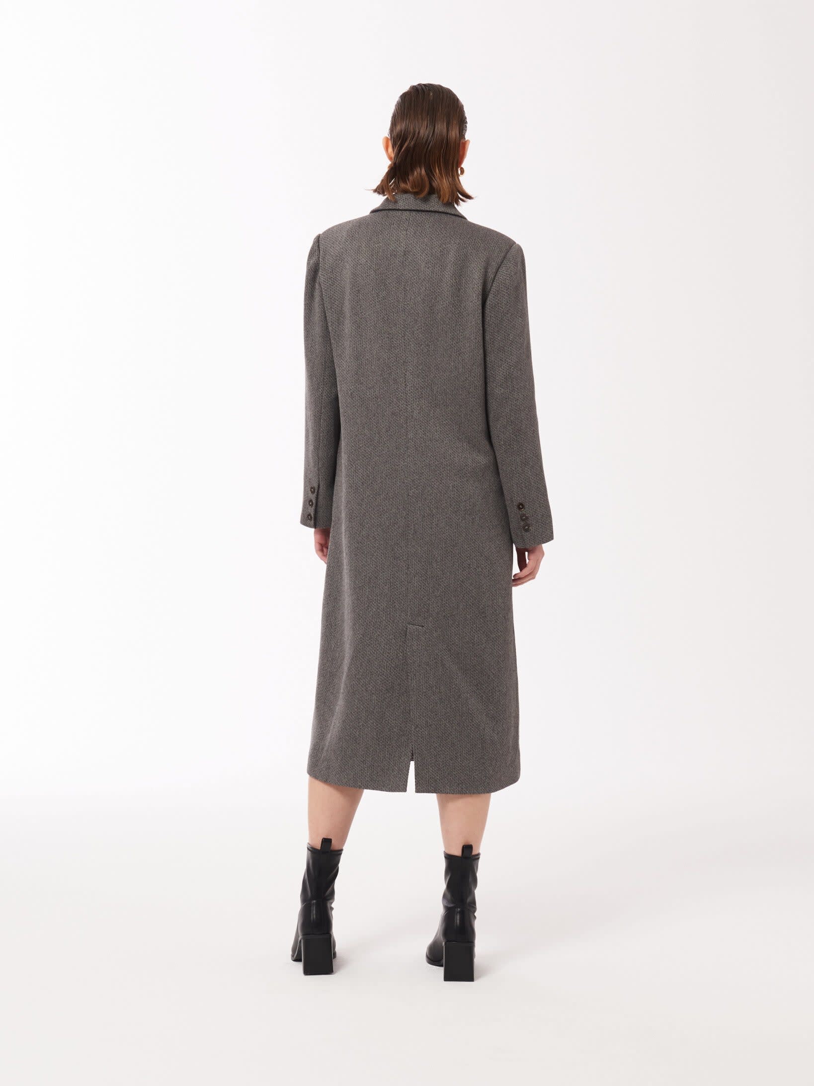 Peak-Lapels Double-Breasted Coat In Dark Grey by SOUR FIGS