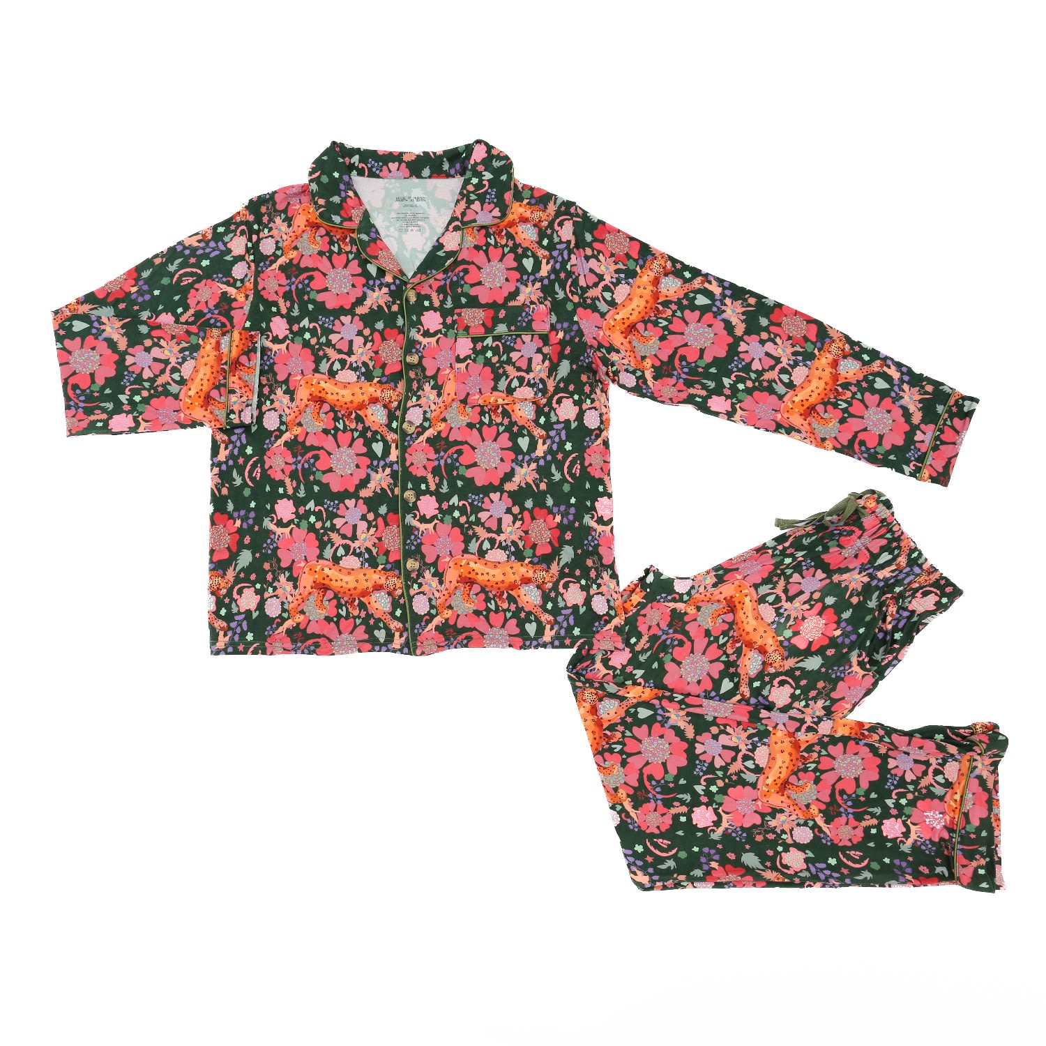 House Of Murphy Women's Green / Red Jungle Walk Bamboo Pajamas In Multi