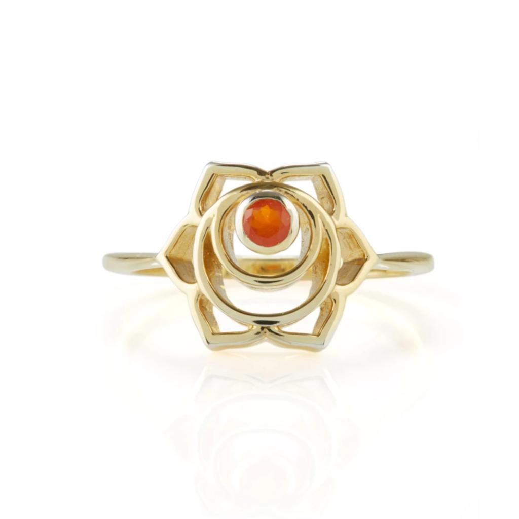 Women’s Sacral Chakra Gold Vermeil Ring - Carnelian Charlotte’s Web Jewellery