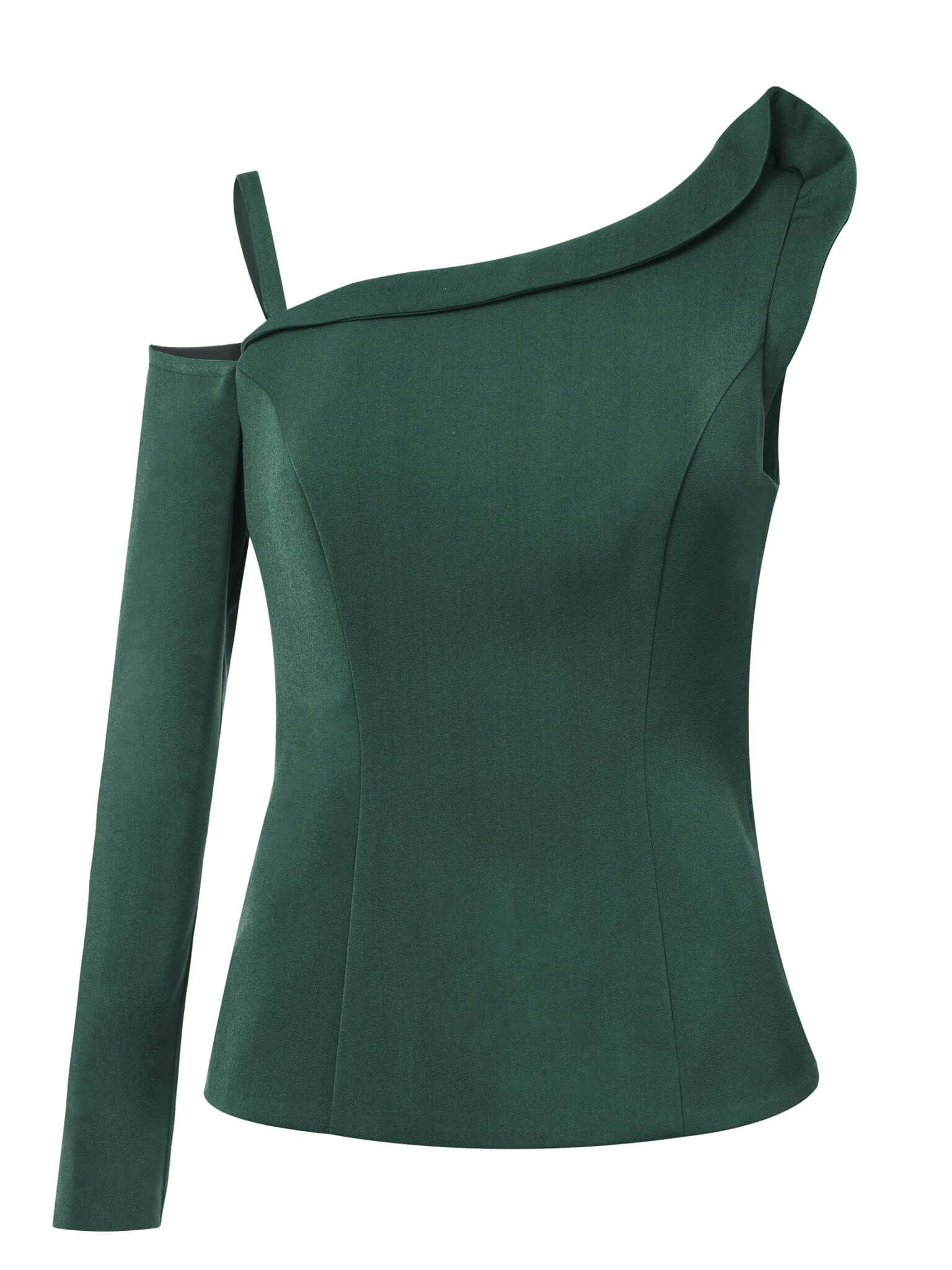 Women’s Green Emerald Dream One-Shoulder Asymmetric Top Extra Small Tia Dorraine