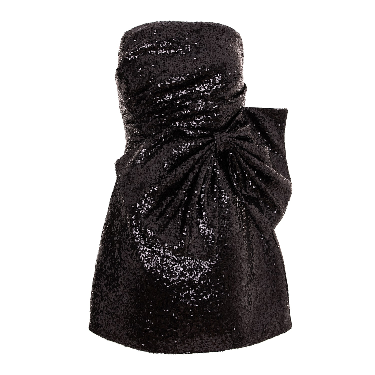 Women’s Black Sequined Mini Dress With Oversized Bow Applique Medium Acob  Porter