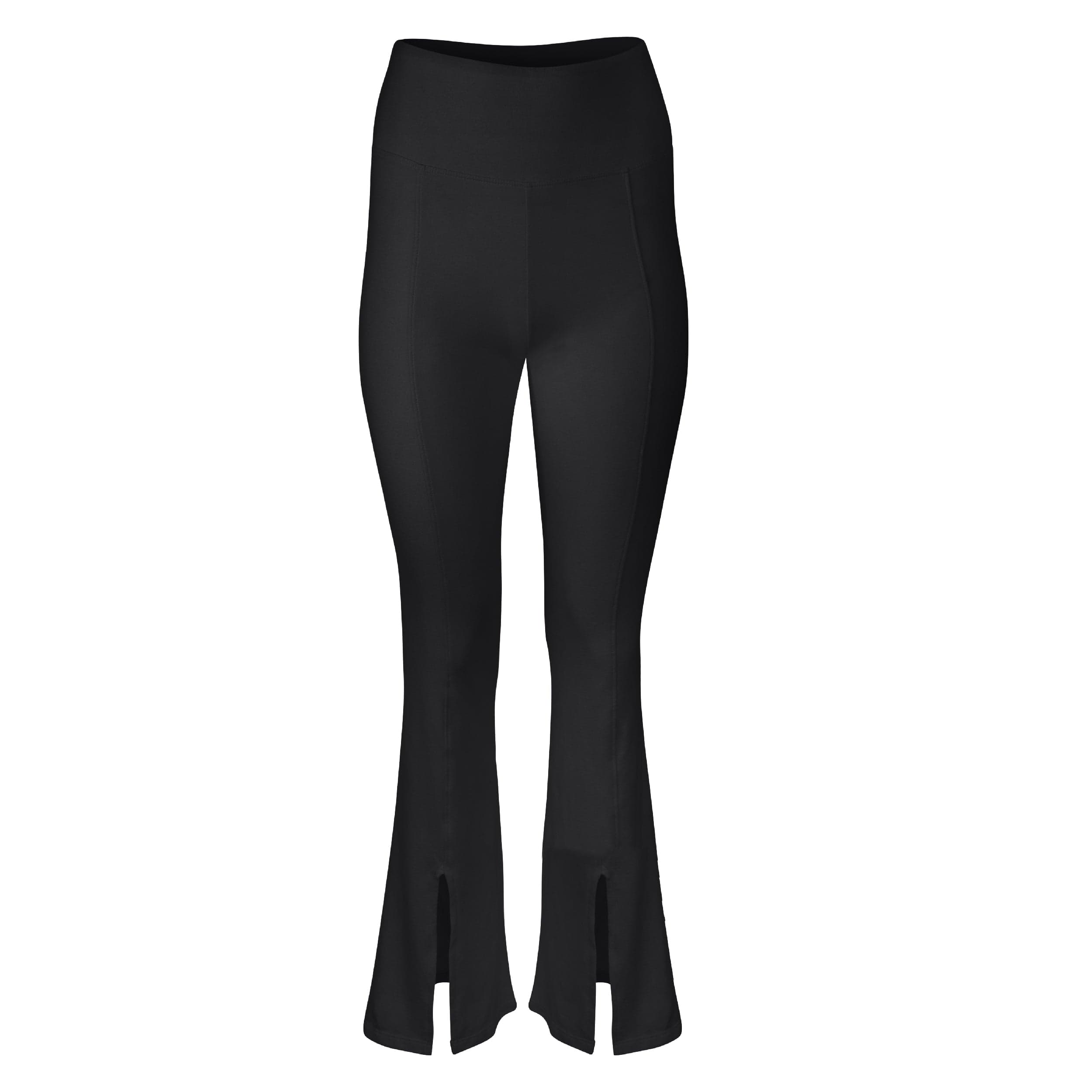 Lezat Women's Dana Cotton Split Front Hem Pant - Black