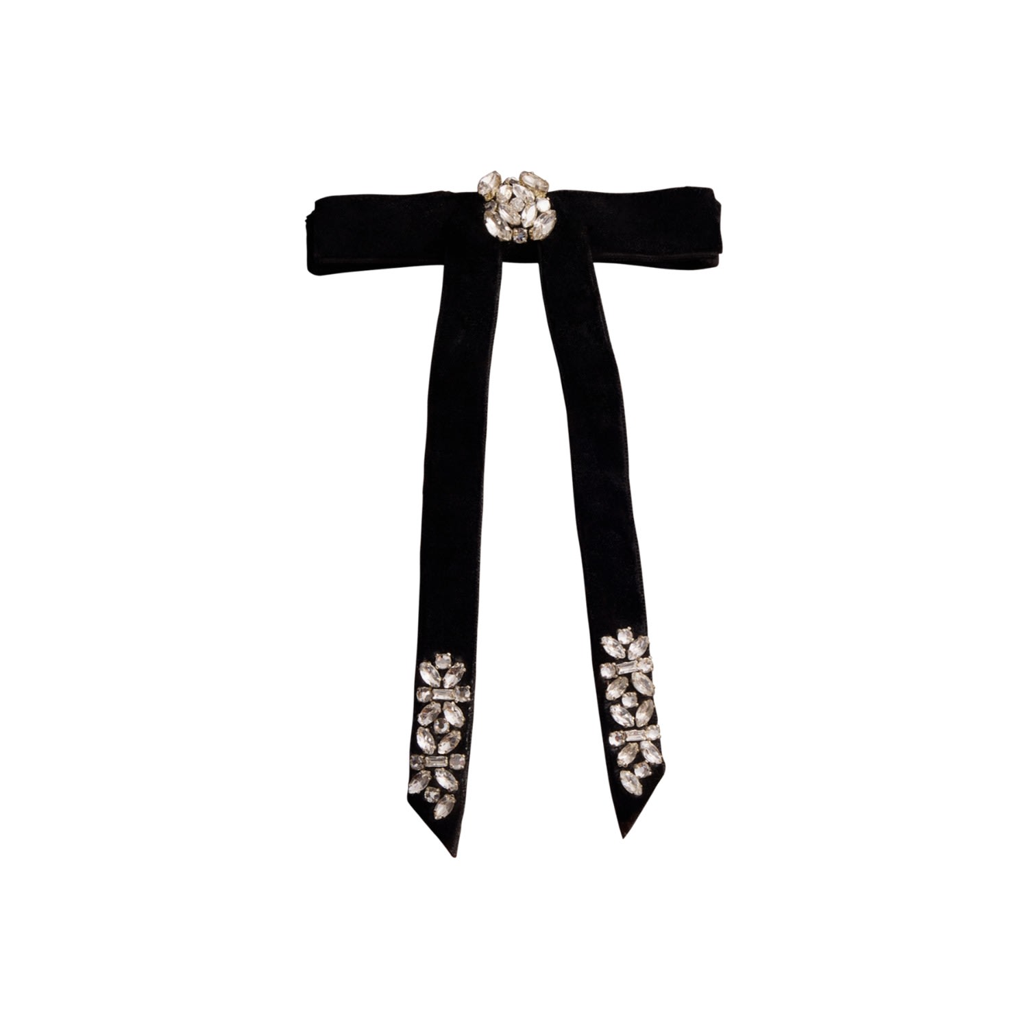 Mignonne Gavigan Women's Hampton Velvet And Crystal Bow Barette In Black In Black/white/silver