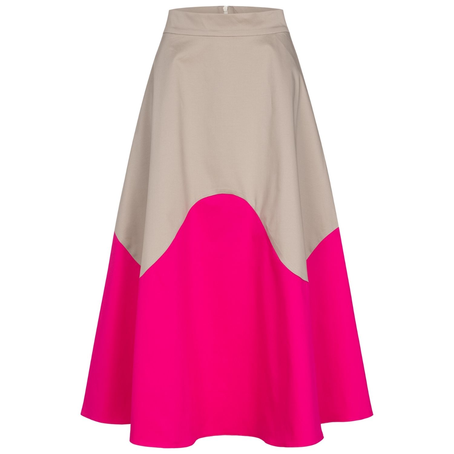 Marianna Déri Women's Pink / Purple / Brown Midi Skirt With Wave Colorblock In Beige & Pink