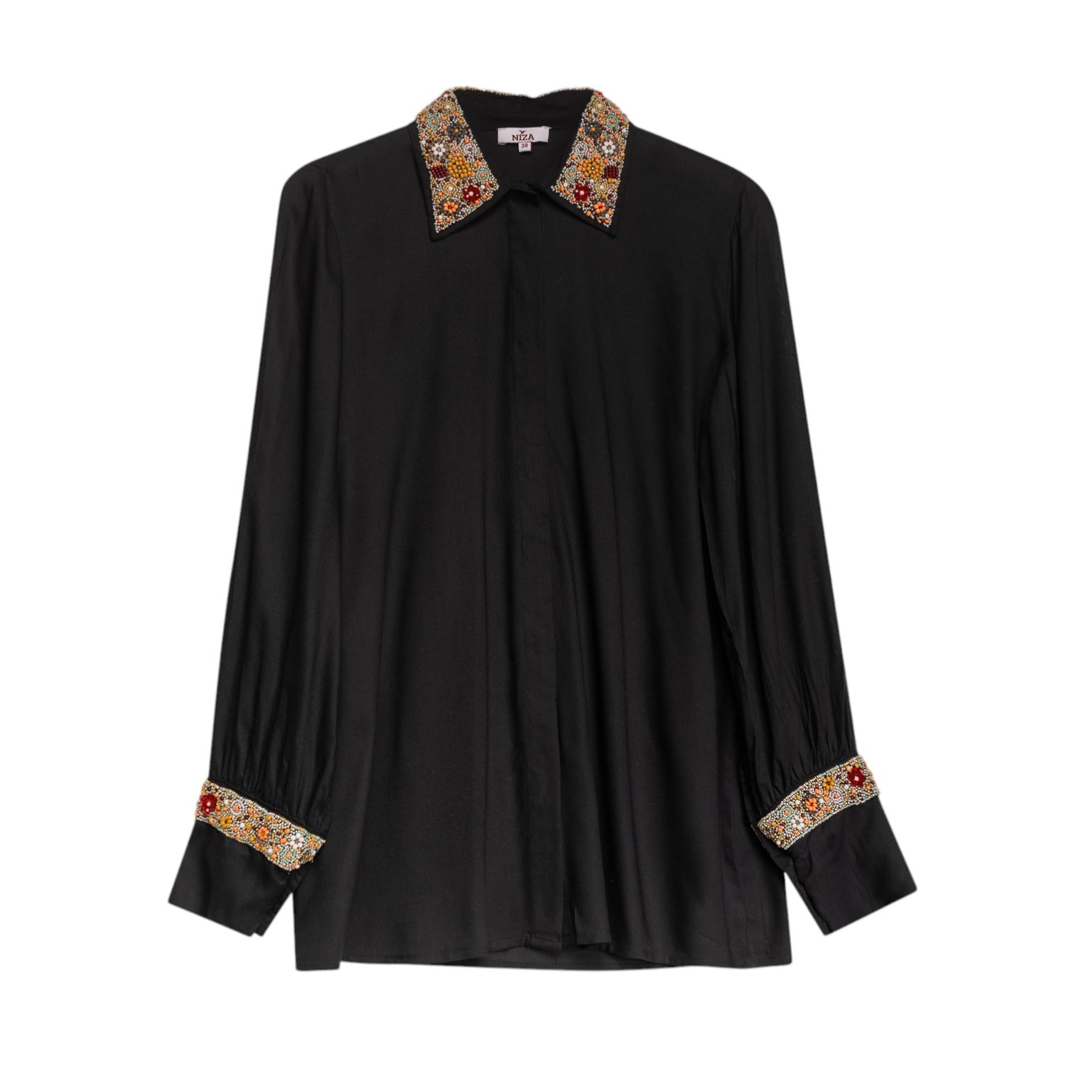 Niza Women's Long Sleeve Shirt With Embroidery Arielle Black