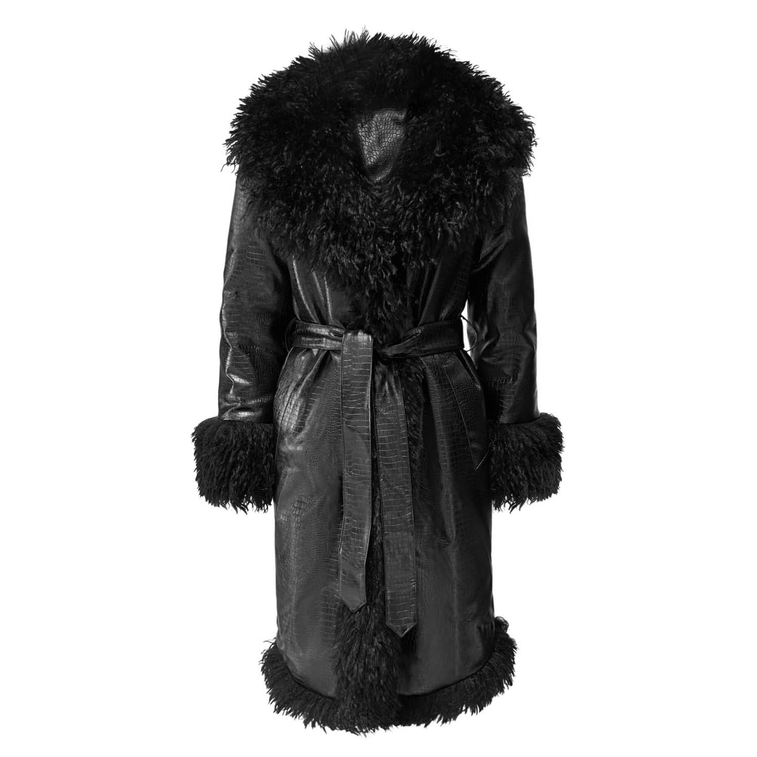 Women’s Black Freya Faux Fur Coat Medium Ow Collection