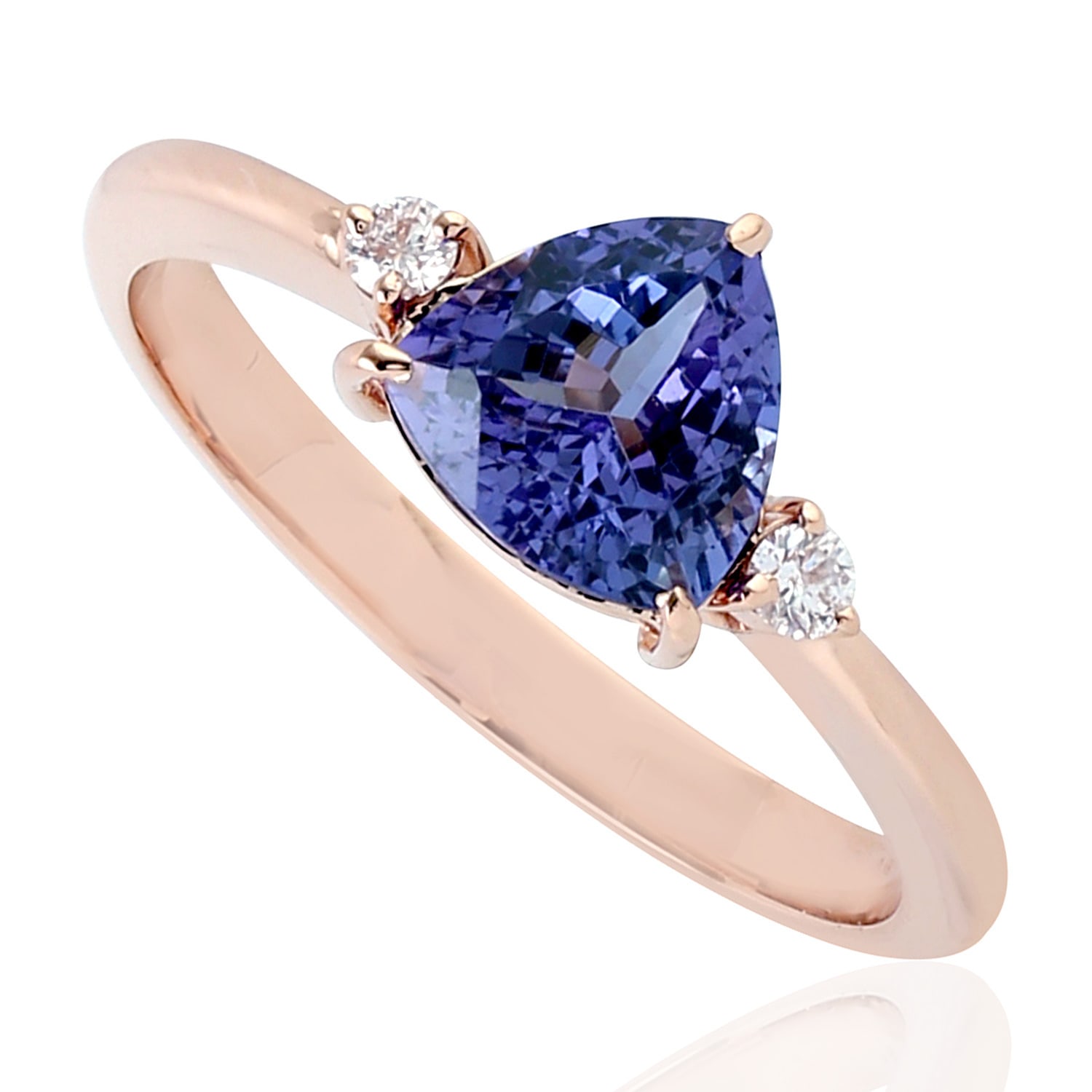 Women’s Blue / Rose Gold Rose Gold Pear Shape Tanzanite Genuine Diamond Ring Artisan