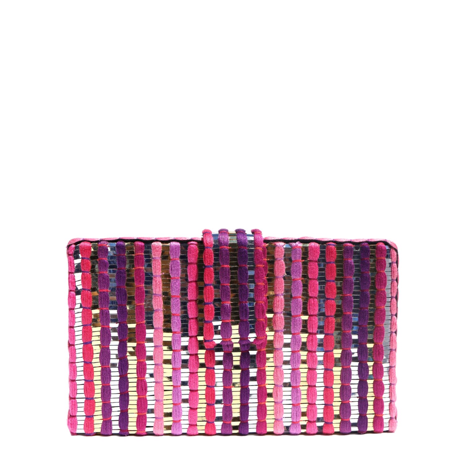 Simitri Women's Gold / Pink / Purple Viva Magenta Dori Clutch In Gold/pink/purple