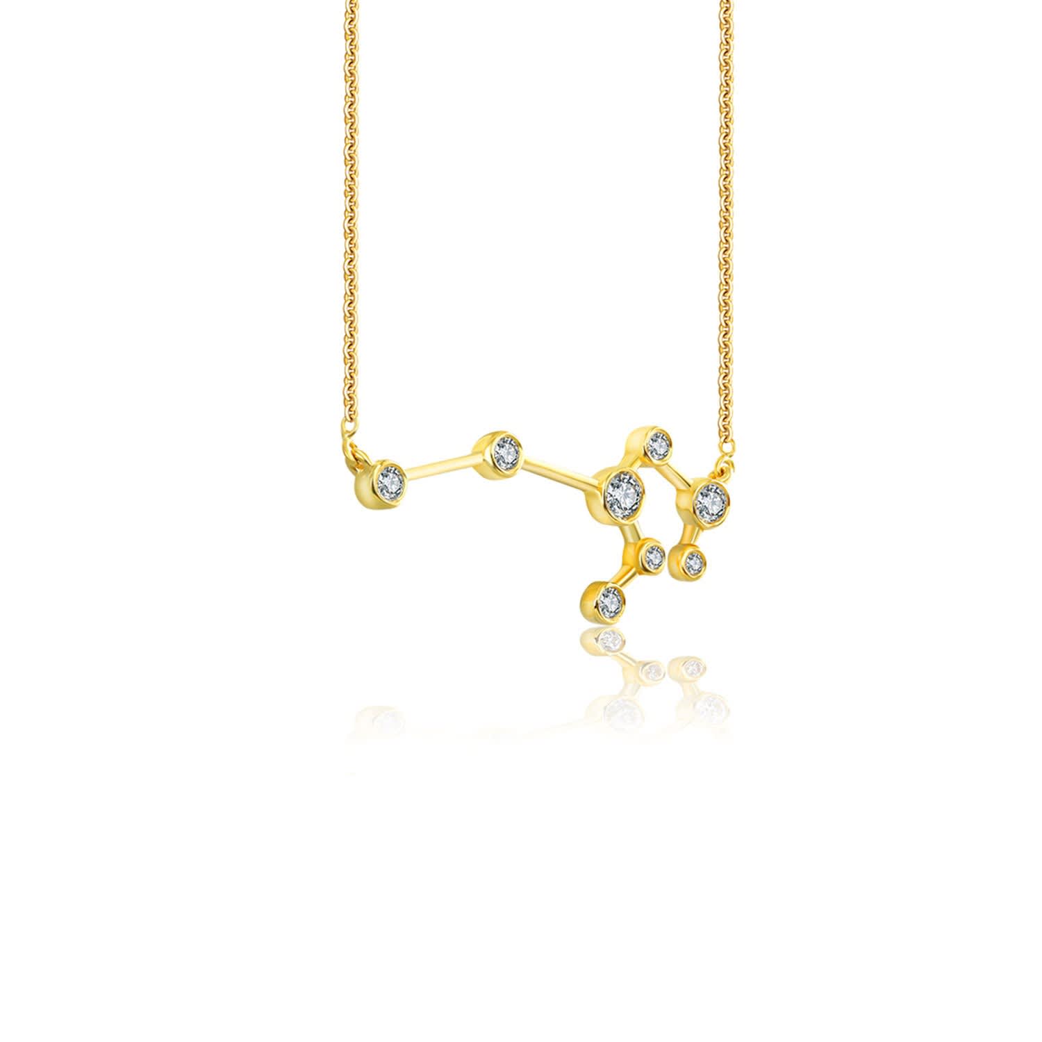 Leo Zodiac Constellation Necklace 18K Yellow Gold & Diamond | Genevieve  Collection | Wolf & Badger