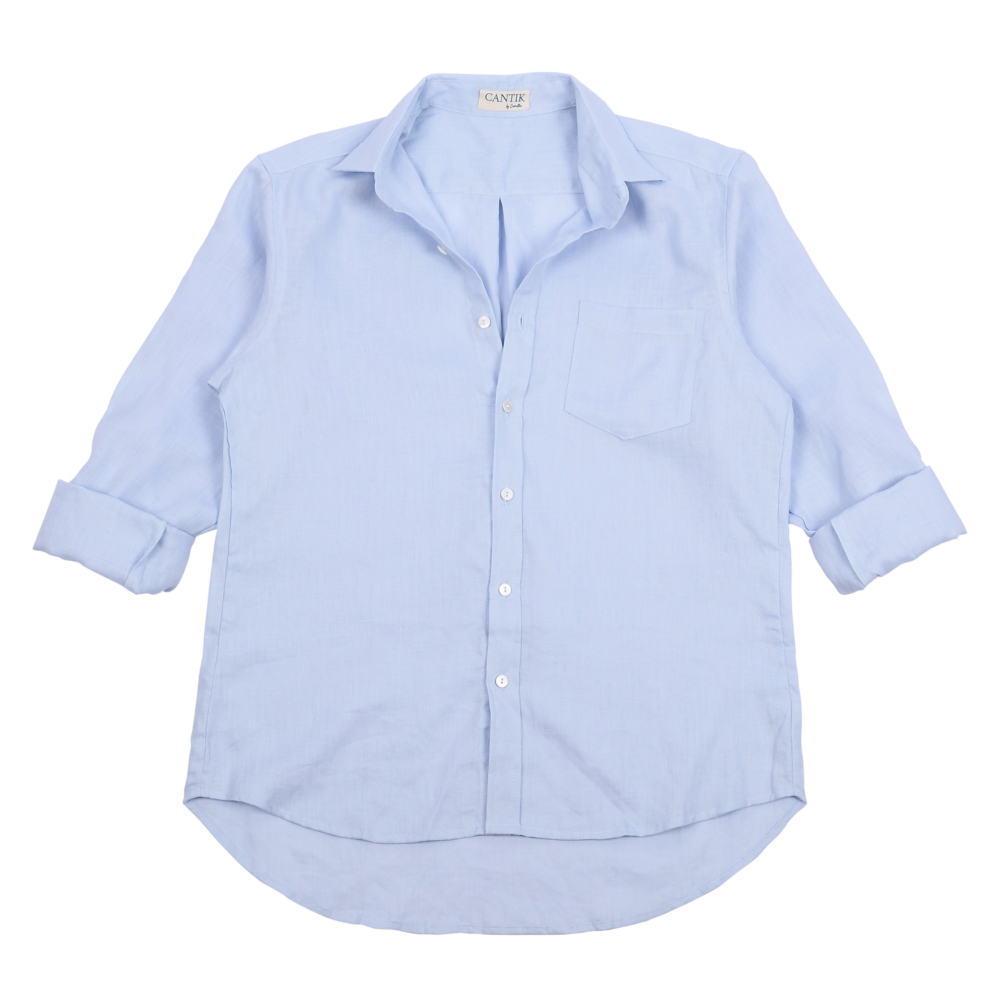 Women’s Boyfriend Style Linen Beach Shirt - Sky Blue Small Cantik by Camilla