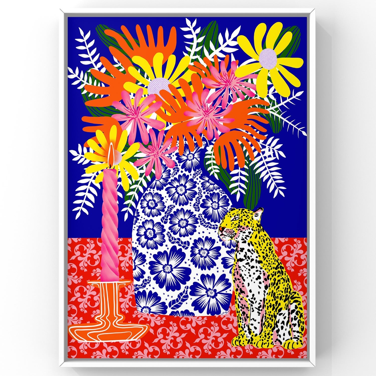 Flowers & Leopard Still Life A3 Art Print The Neighbourhood Threat