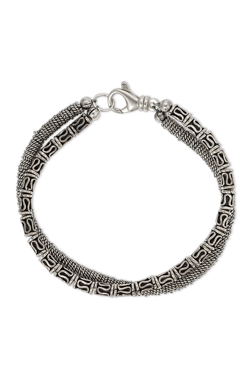 Men’s Amalfi Double Beaded Oxidized Sterling Silver Bracelet Naiia