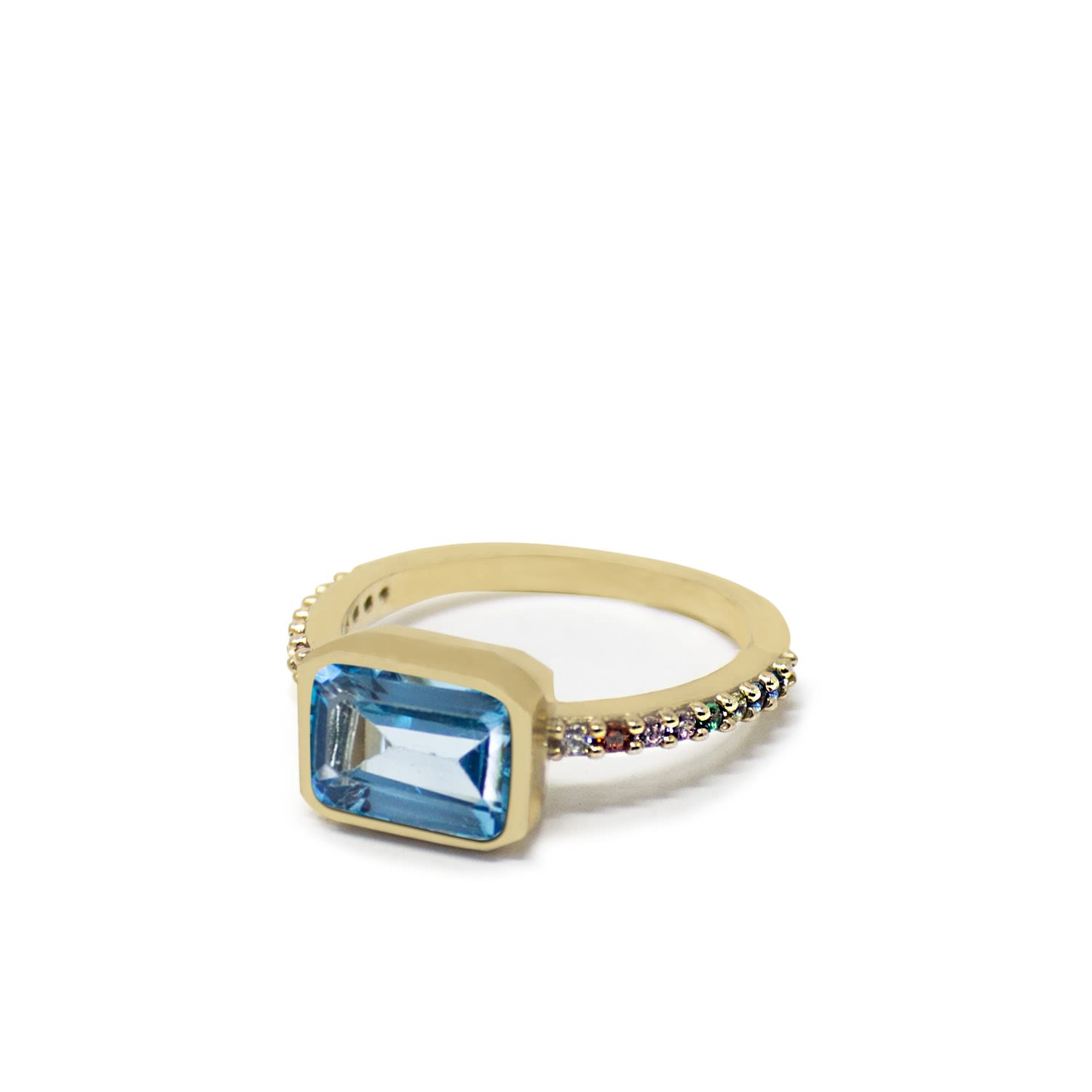 Women’s Luccichio Gold Vermeil Blue Topaz Rainbow Ring Vintouch Italy