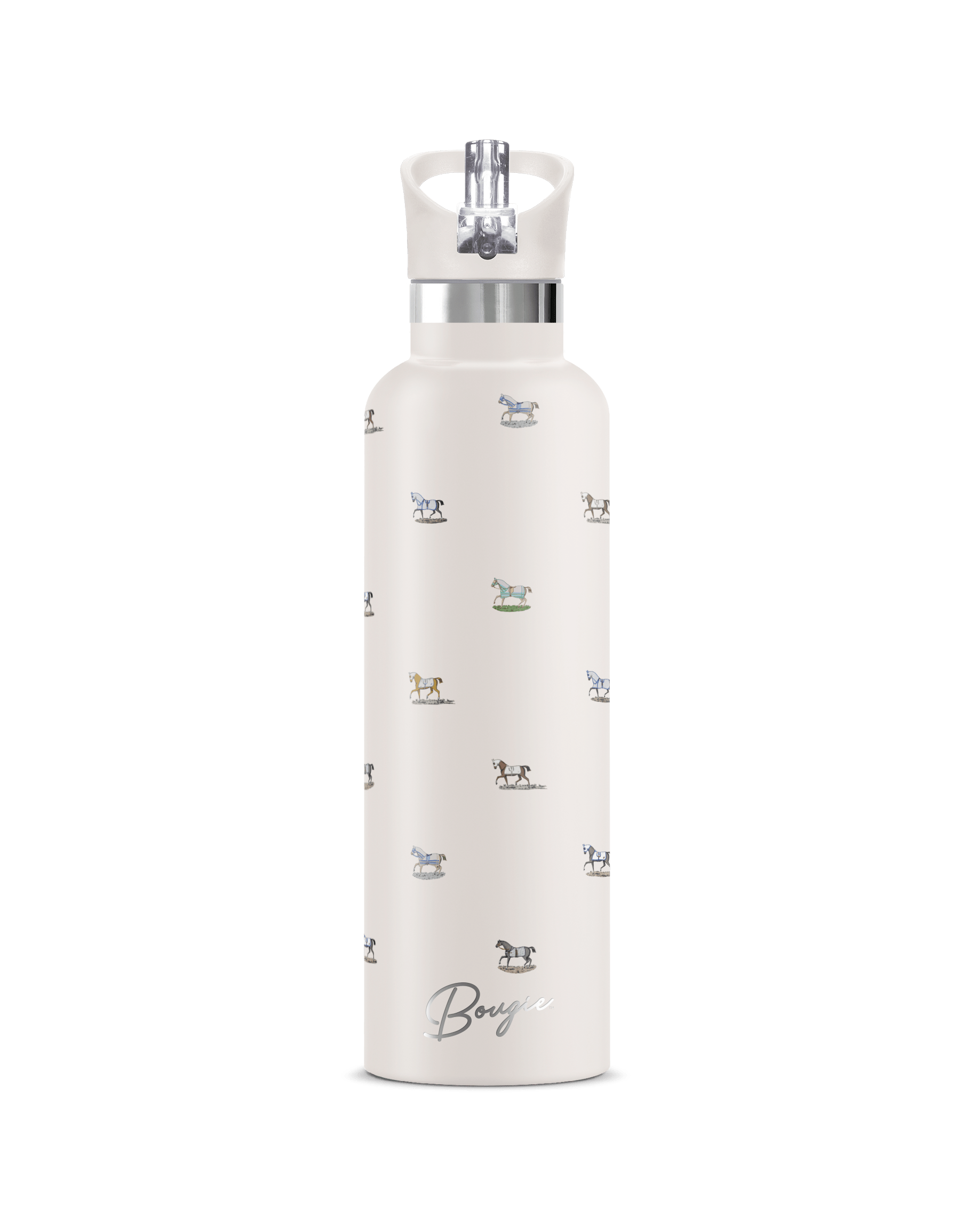 My Bougie Bottle Neutrals Veredus Ii Horse Motif Insulated Water Bottle Cream