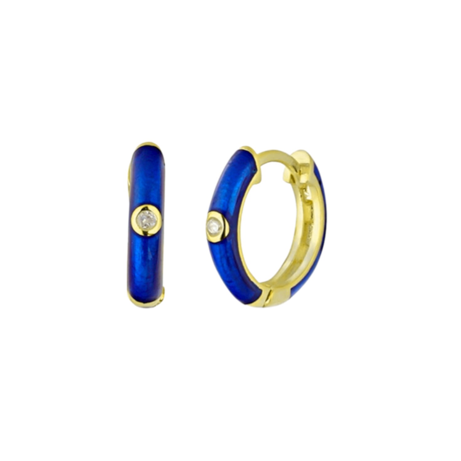 Women’s Midnight Blue Enamelled Jewelled Sterling Silver Hoops - Gold Spero London