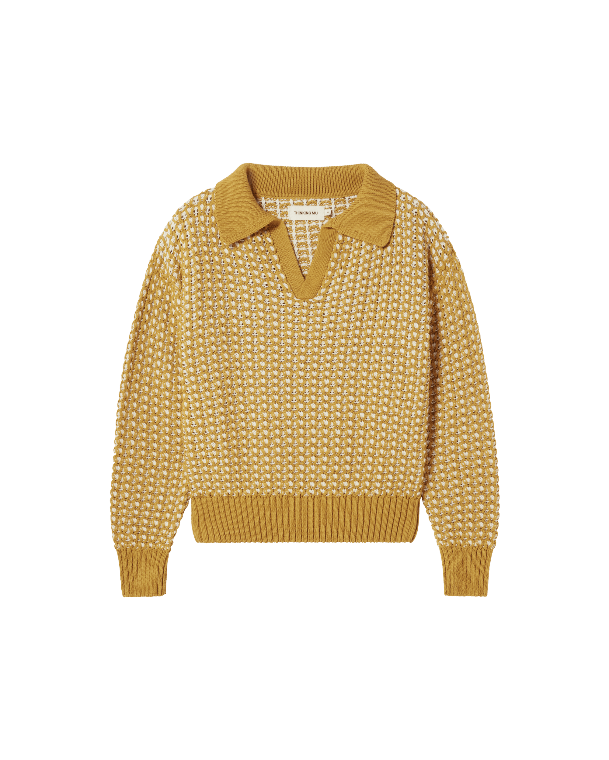 Thinking Mu Women's Yellow / Orange Yellow Knitted Paquita Sweater