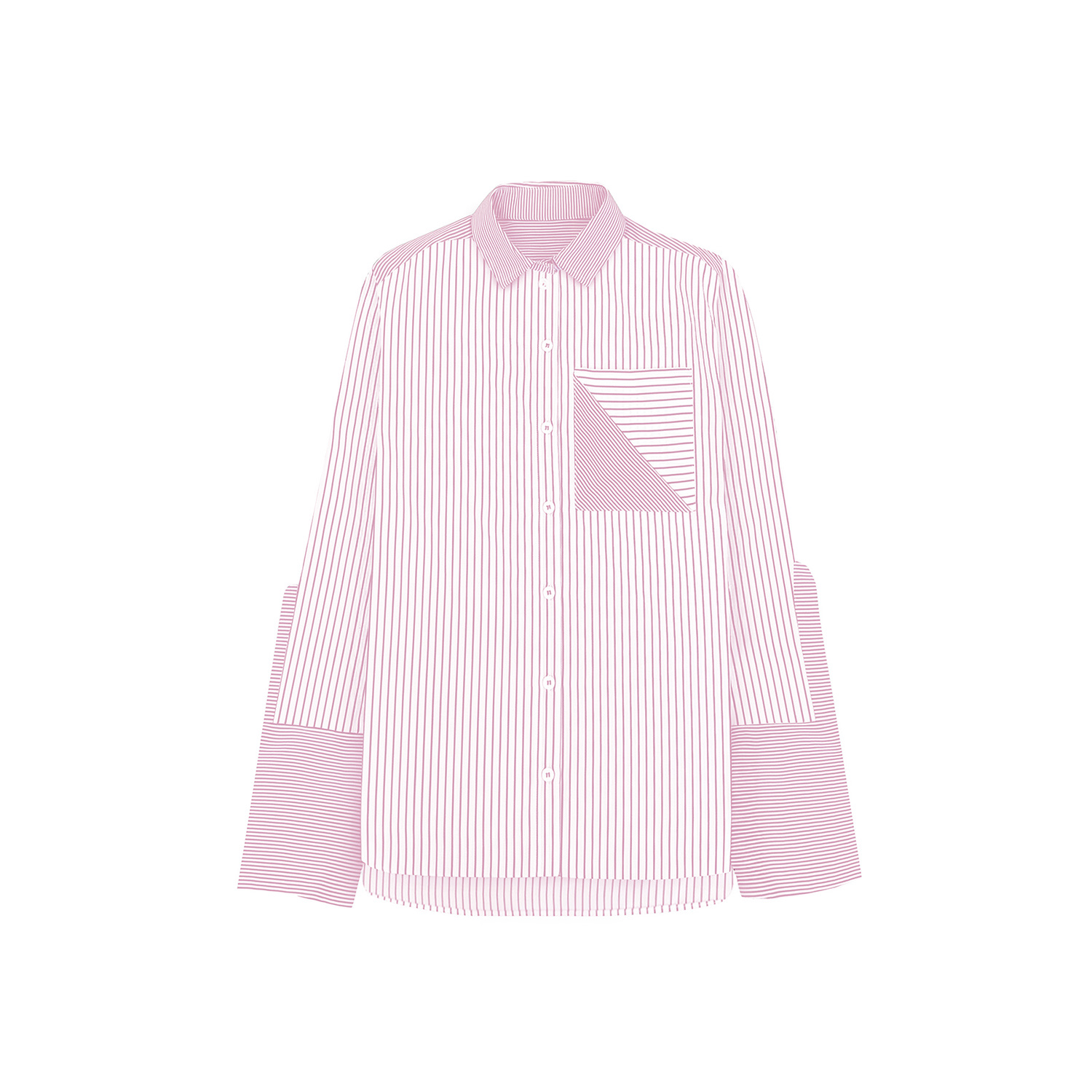 Theo The Label Echo Side Button Boyfriend Stripe Shirt