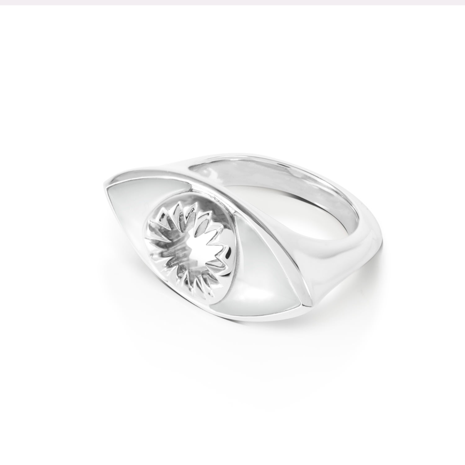 Kasun Women's 'i On You' Mother Of Pearl Ring Silver