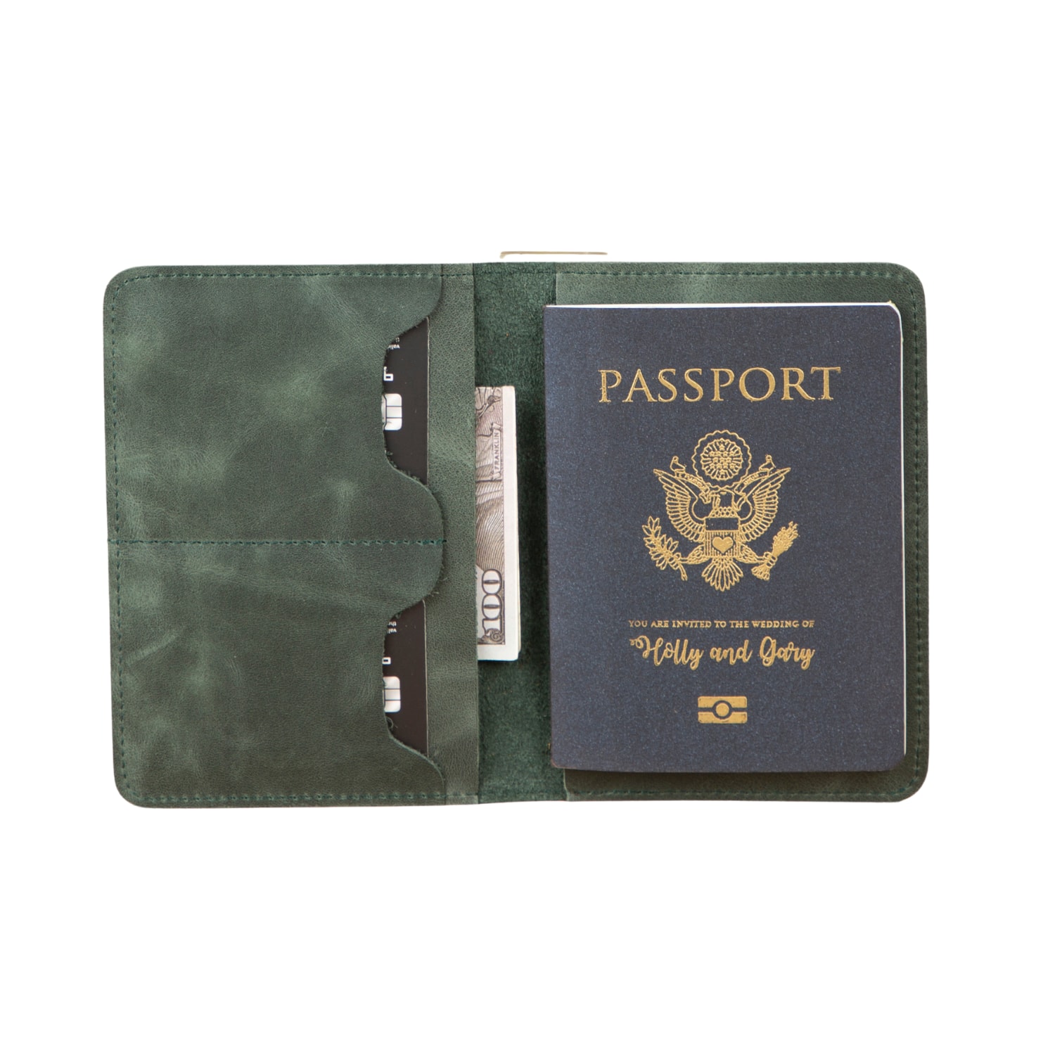 Leathere Leather Passport Holder - Dark Green - Milan