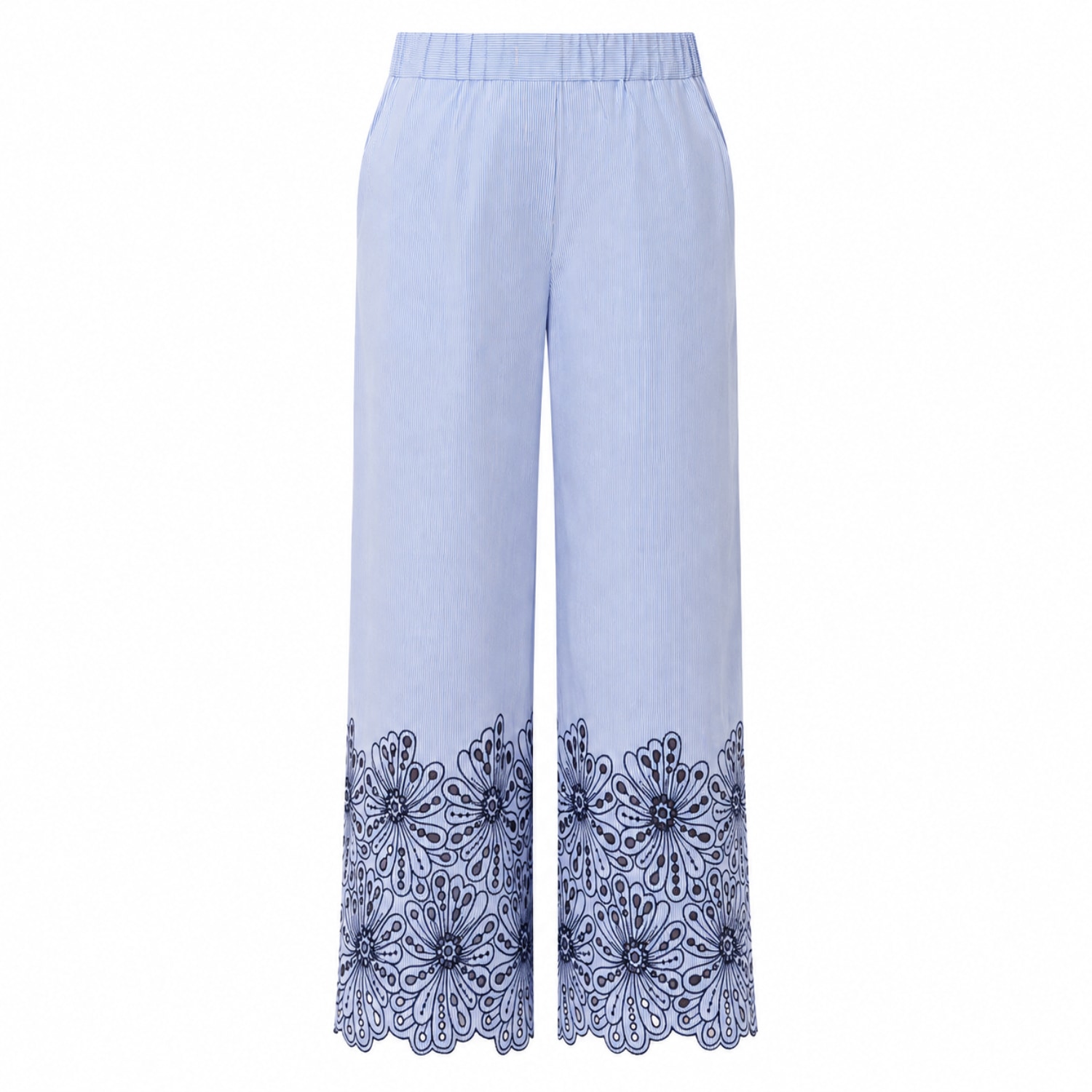 Exquise Women's Blue Abrial Elastic Waist Straight Leg Pants - Multi Color