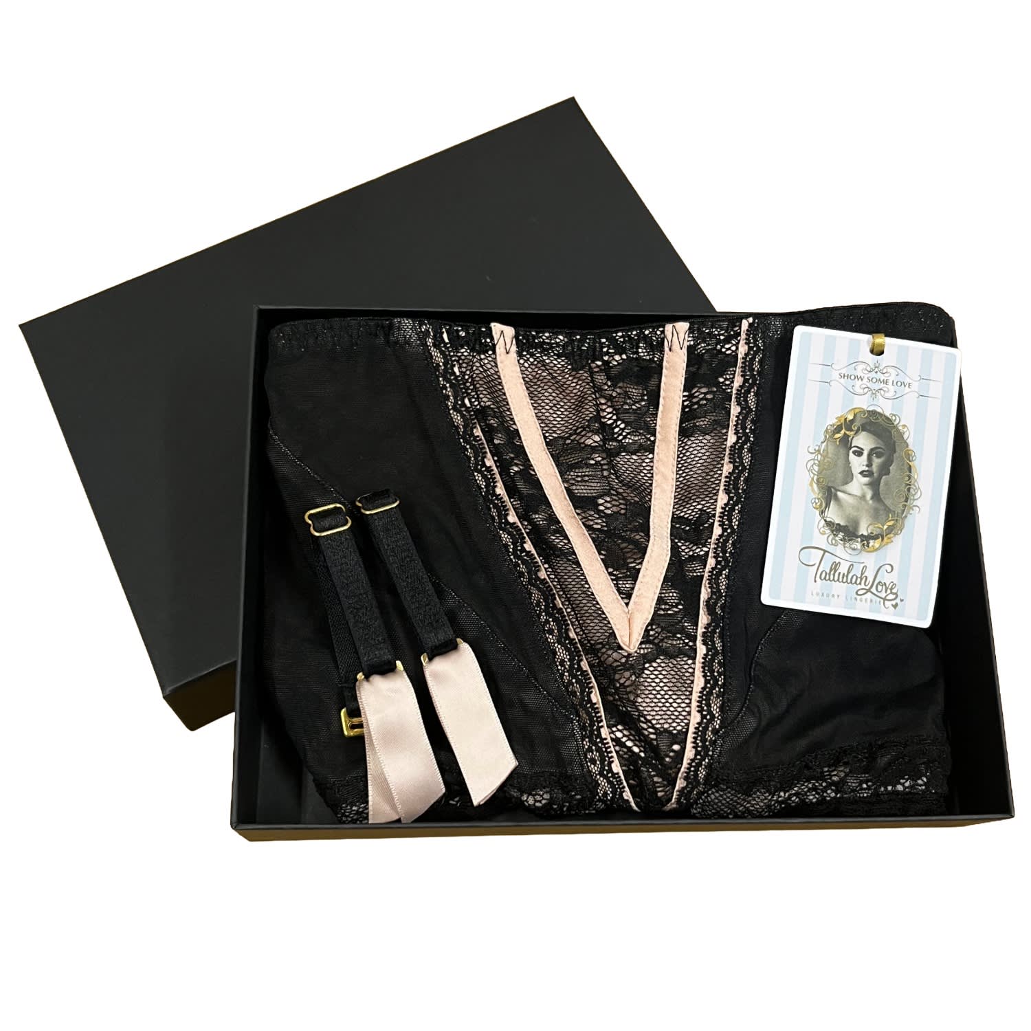 Women's Black Secret Seductress Girdle Thong In Gift Box | Large | Tallulah Love