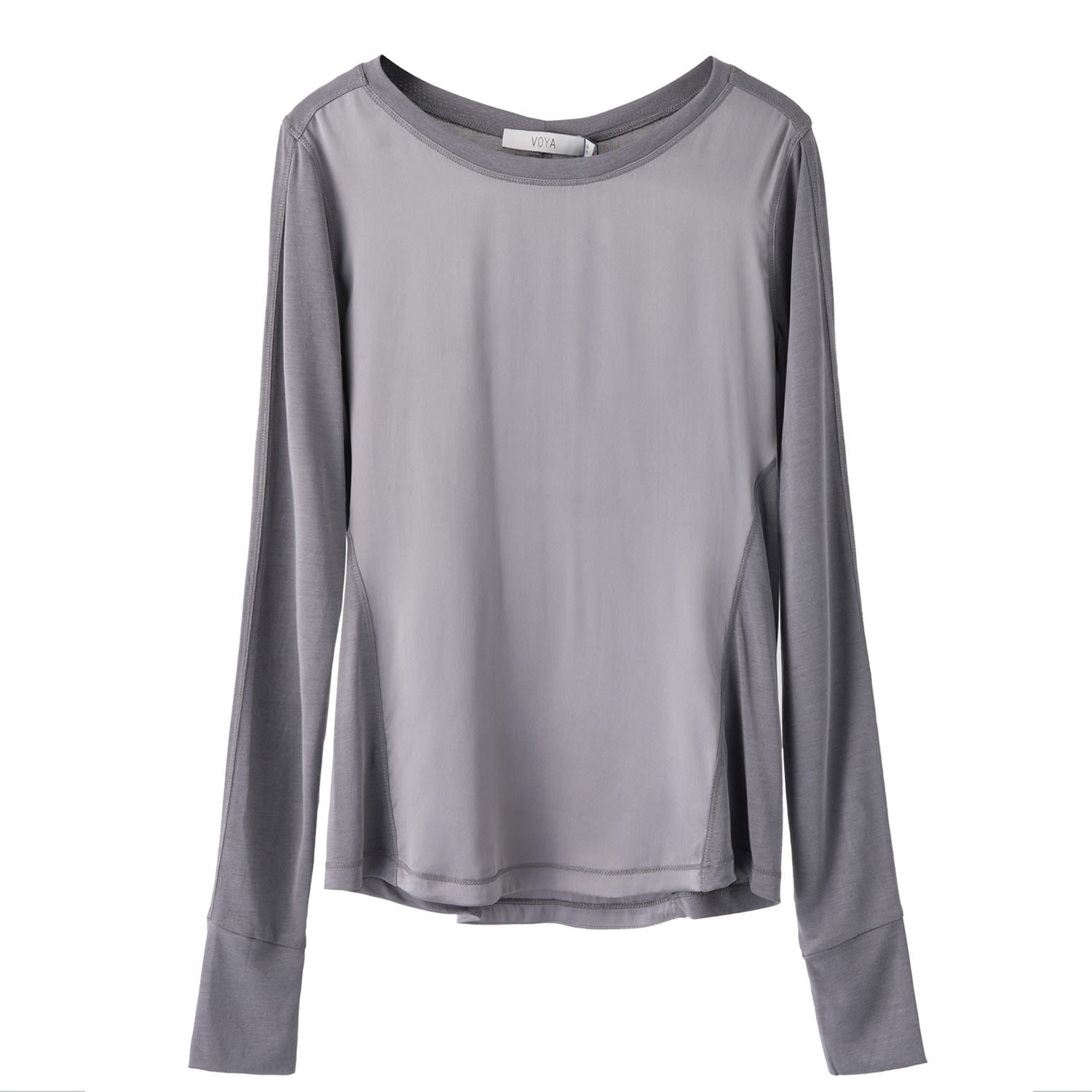 Voya Women's Grey Electra Silk Long Sleeve Top In Grey