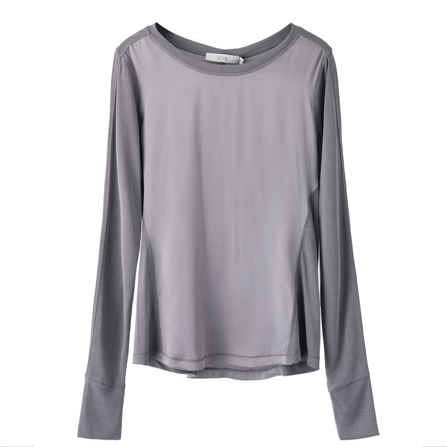 Women’s Grey Electra Silk Long Sleeve Top Extra Large Voya