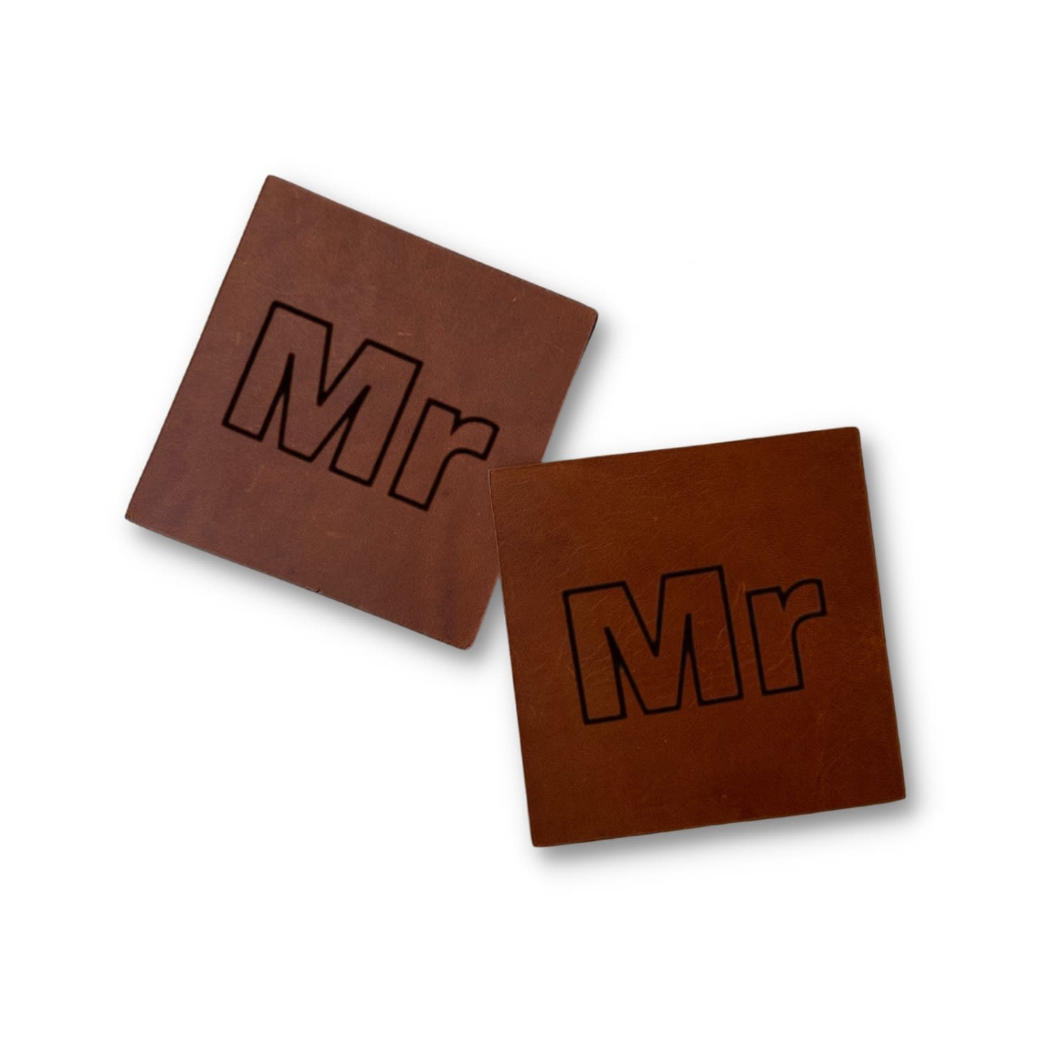 Brown Mr & Mr Square Leather Drinks Coaster Set Vida Vida