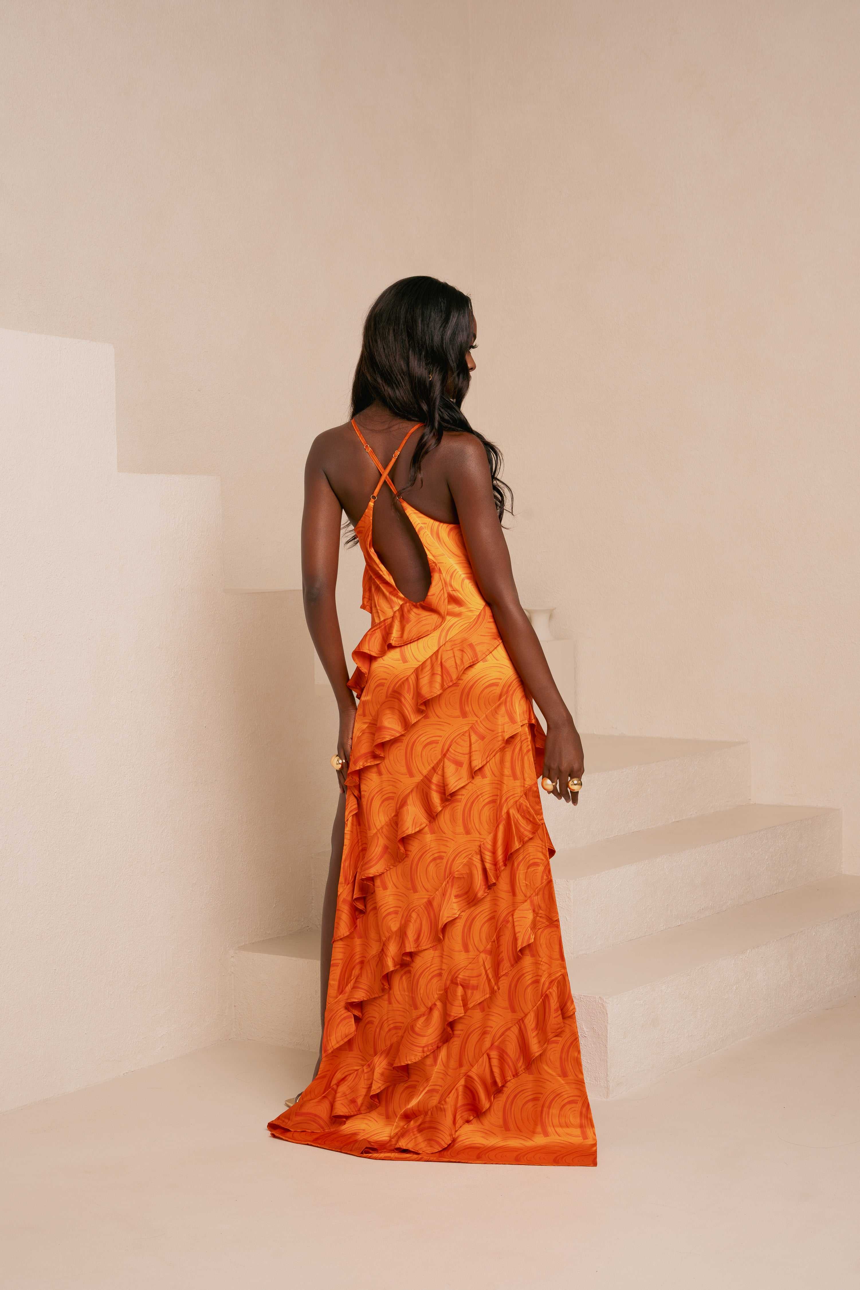 house of fraser orange dress Floral One Shoulder Maxi Dress for Elegant Days