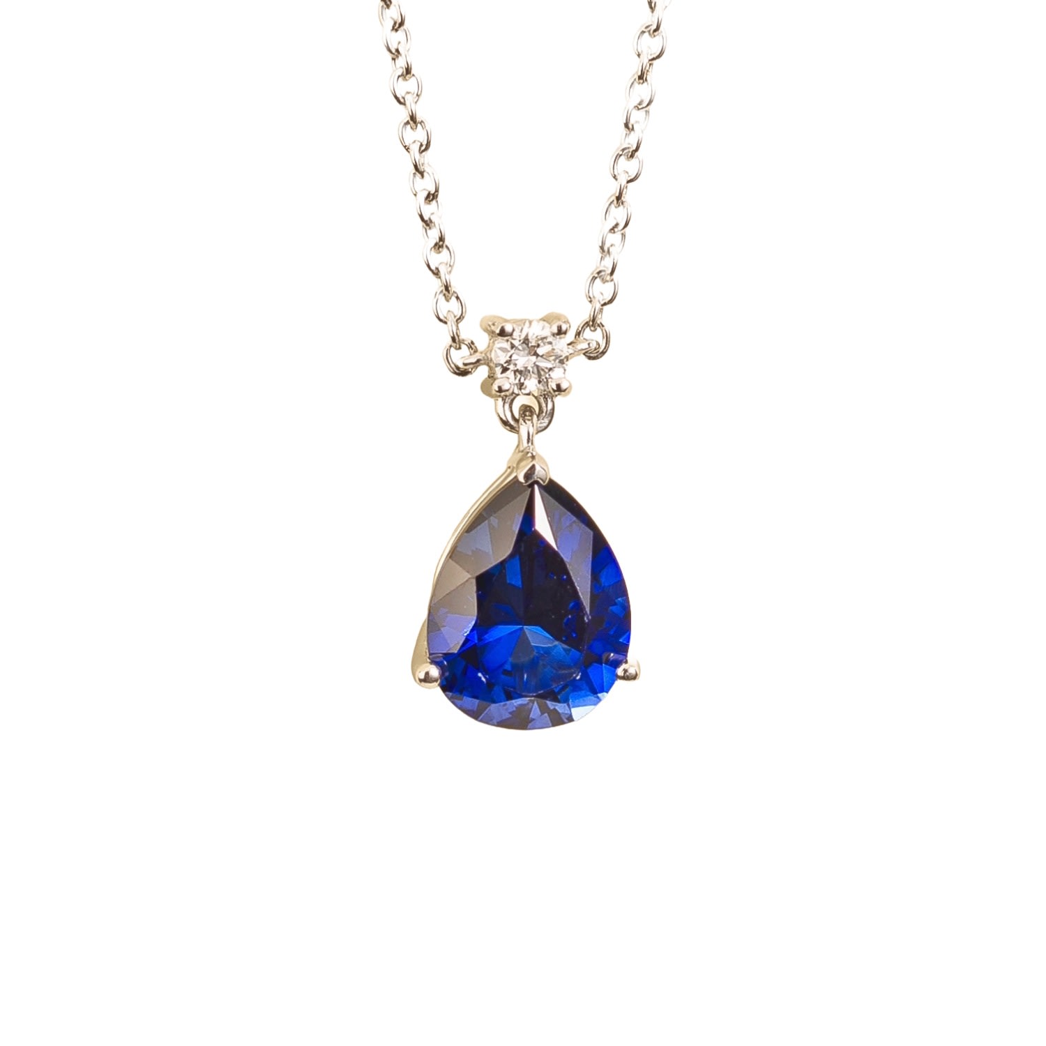Juvetti Women's White / Silver / Blue Ori Medium Pendant Necklace In Blue Sapphire & Diamond Set In White Go In Multi