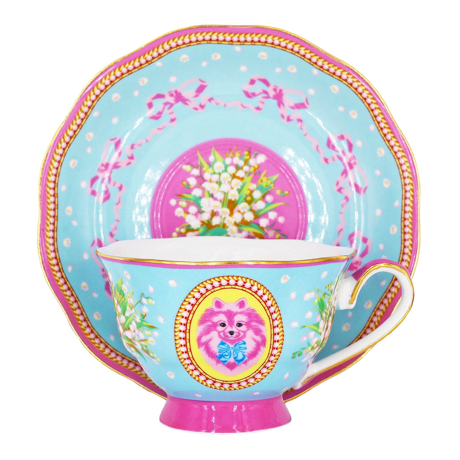 Blue Mochi Teacup & Saucer Poppy Angeloff