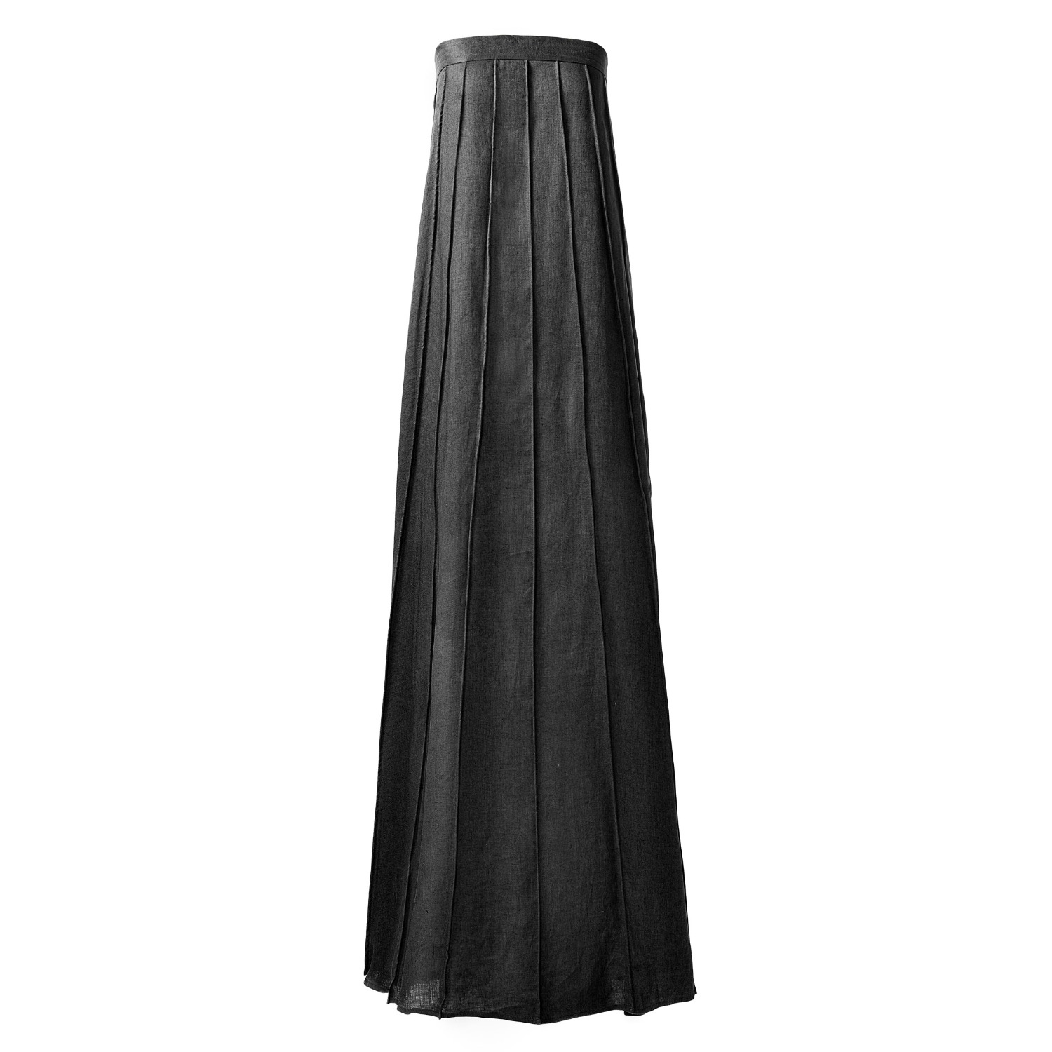 Kargede Women's Black Linen Maxi Dress – Designer Strapless Gown With Pleated Detail In Black