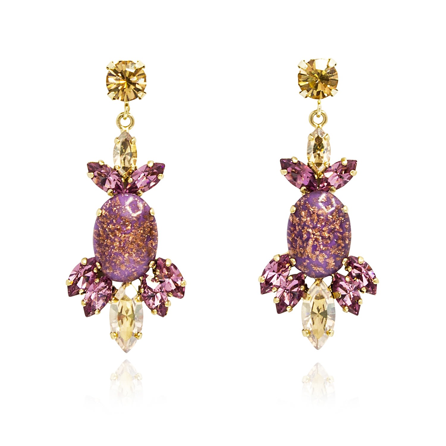 Women’s Pink / Purple Rosaspina Firenze Purple Opera Chandelier Earrings