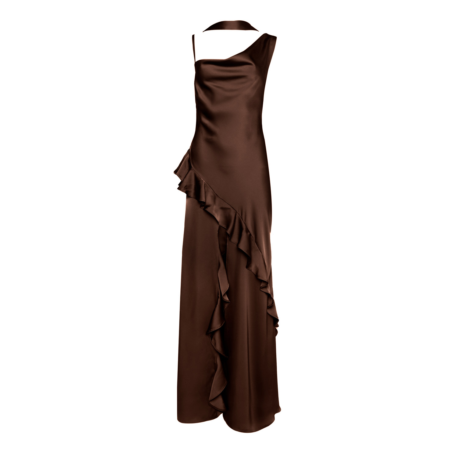 Forever Young The Label Women's Adaline Satin Maxi Brown Dress In Brown