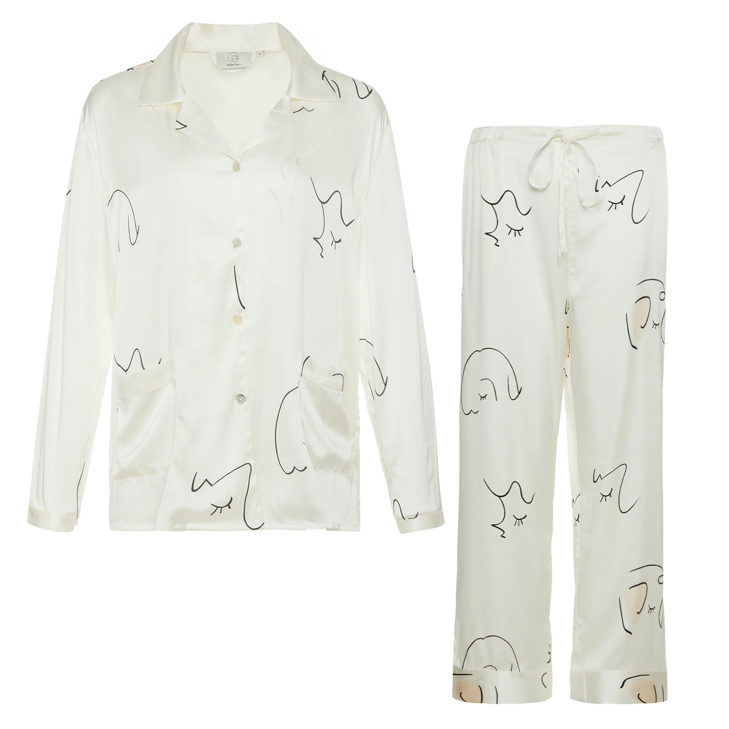 Not Just Pajama Women's The Dream Art Printed Long Pajamas Set - White In White