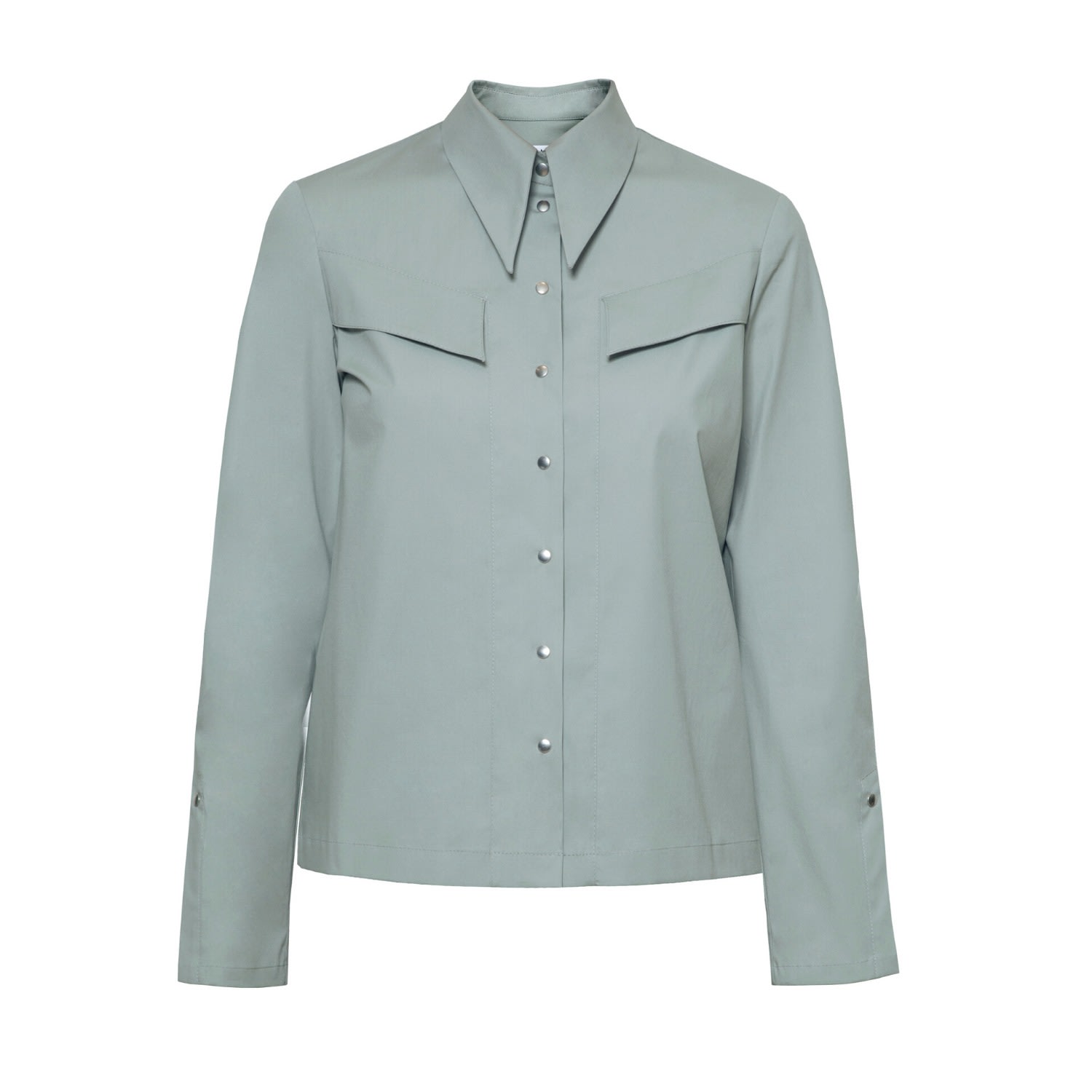 Women’s Green / Neutrals Alexa Pointed Collar Shirt In Olive-Green Extra Small Diana Arno