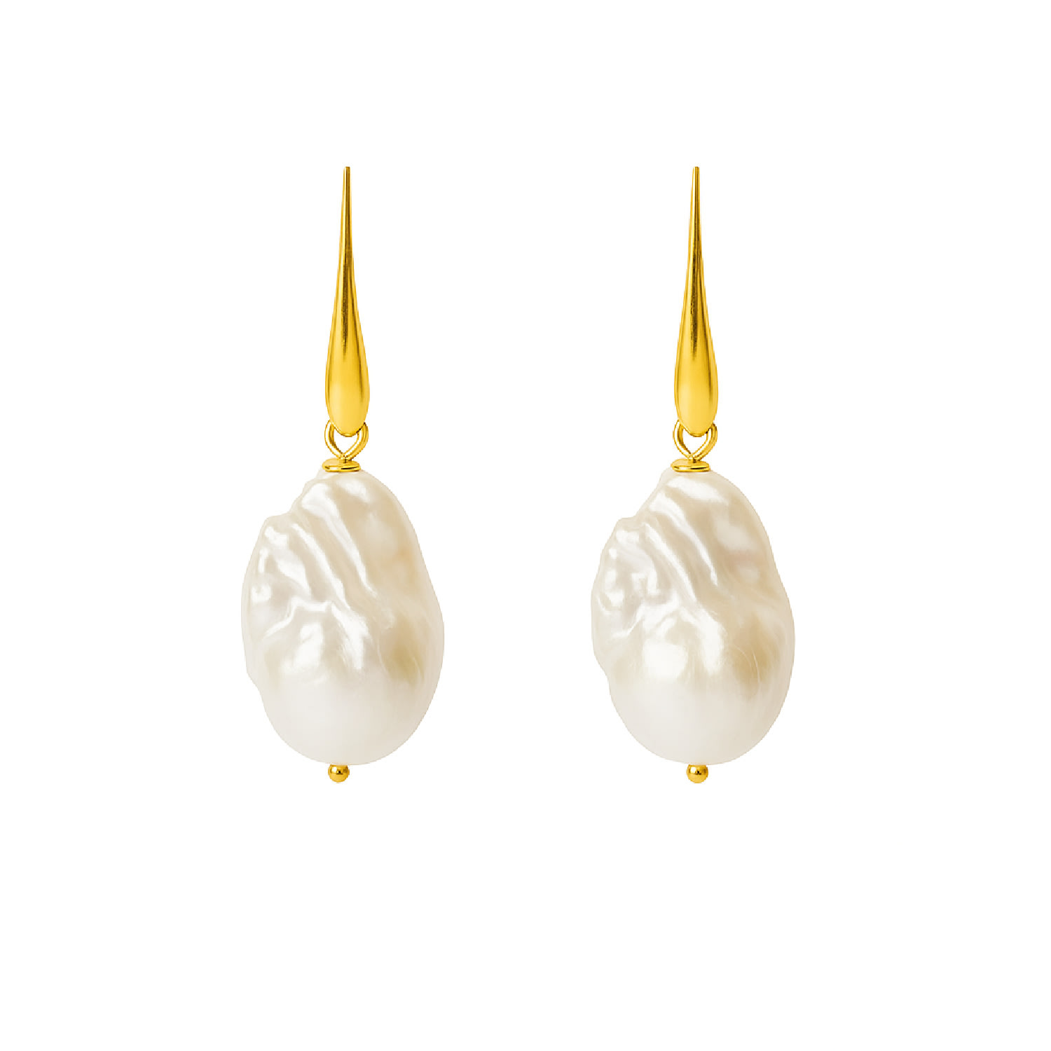 Unaloe Women's Gold / White Dangling Earrings With Natural Baroque Pearls And Drop In Sterling Silver Or Go In Multi