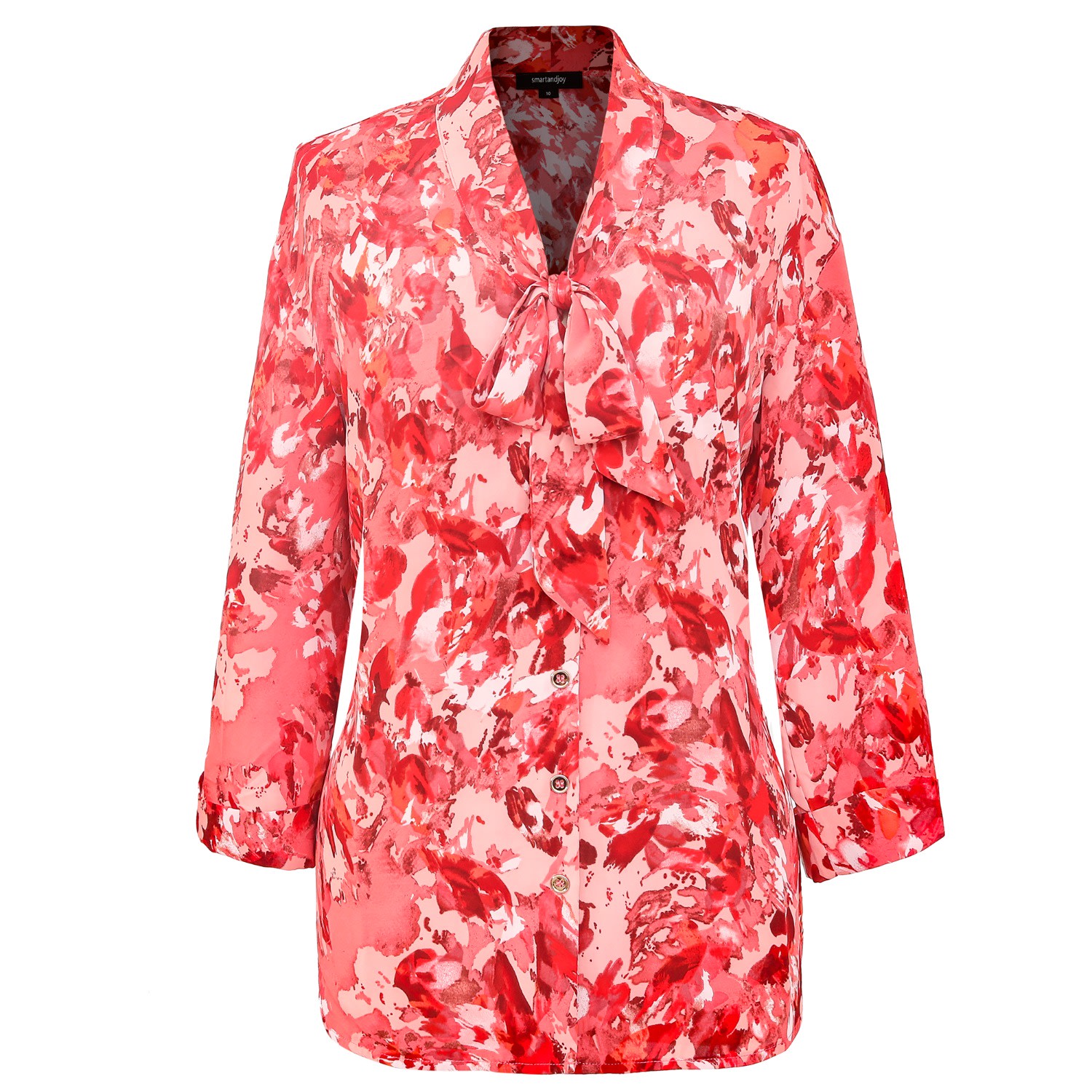 Smart And Joy Women's Pink / Purple Ascot-tie Blouse And Abstract Print In Pink/purple