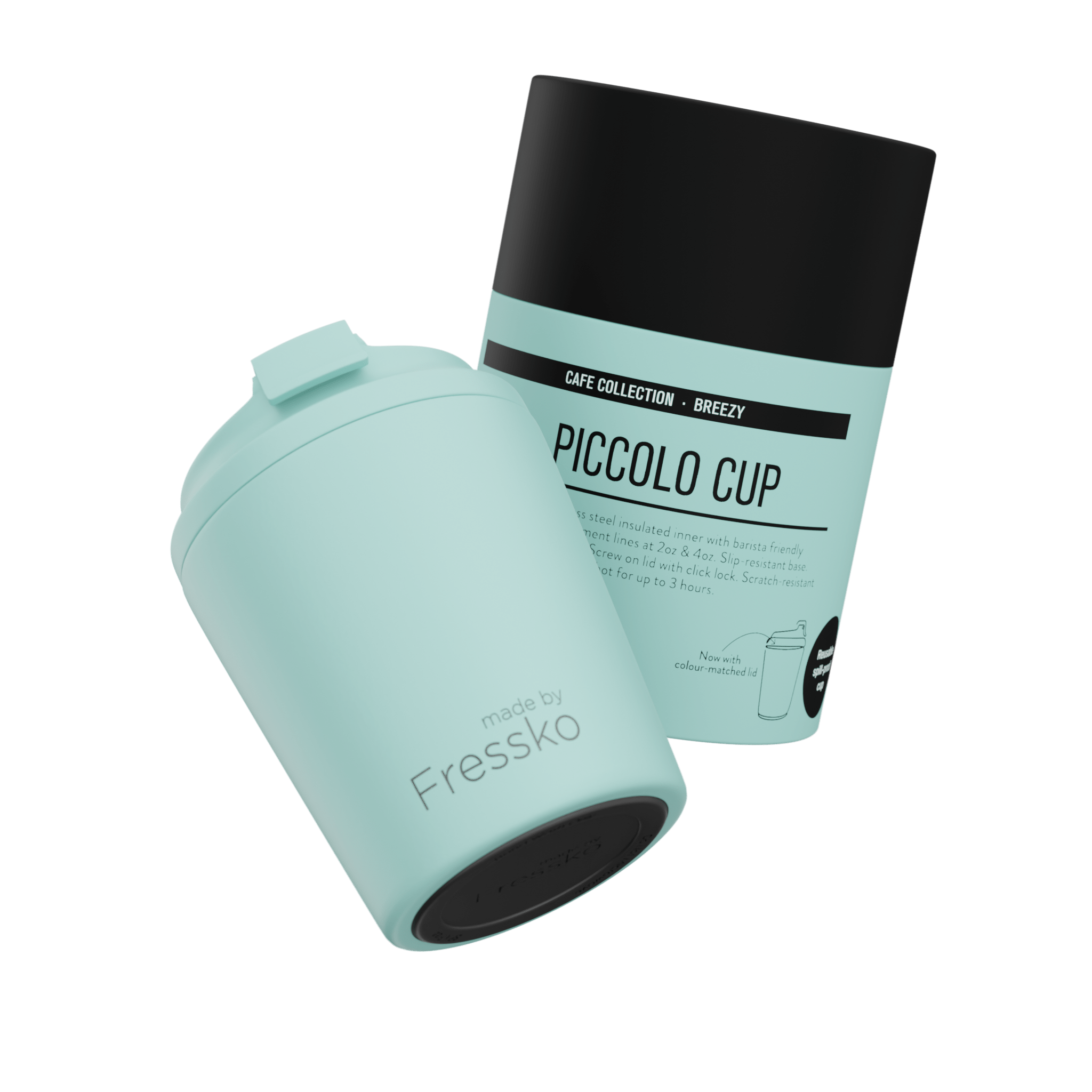 Fressko Blue , Piccolo Reusable Coffee Cup, Stainless Steel, Breezy In Red