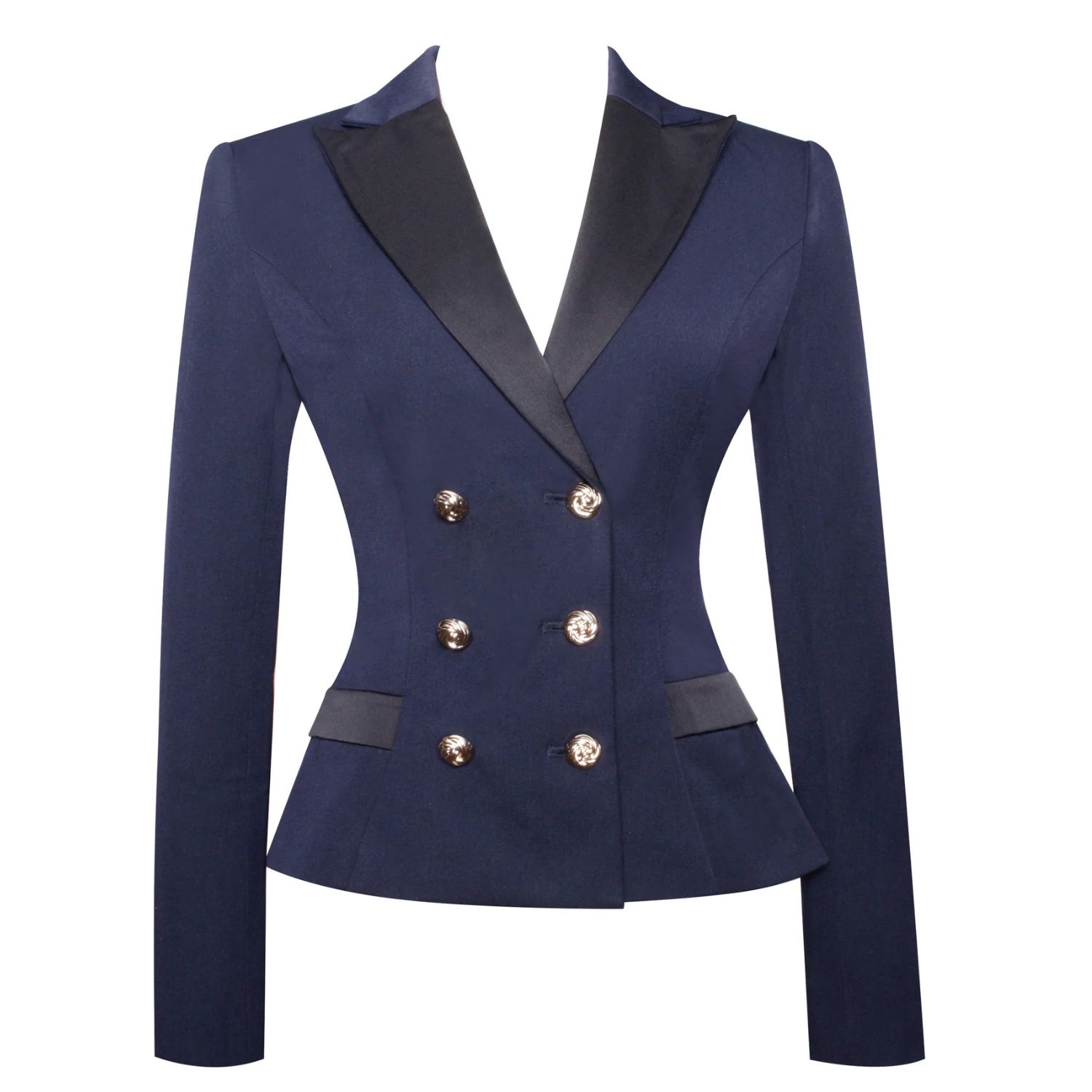 Miss Circle New York Women's Nasia Navy Blue Double Breast Backless Blazer