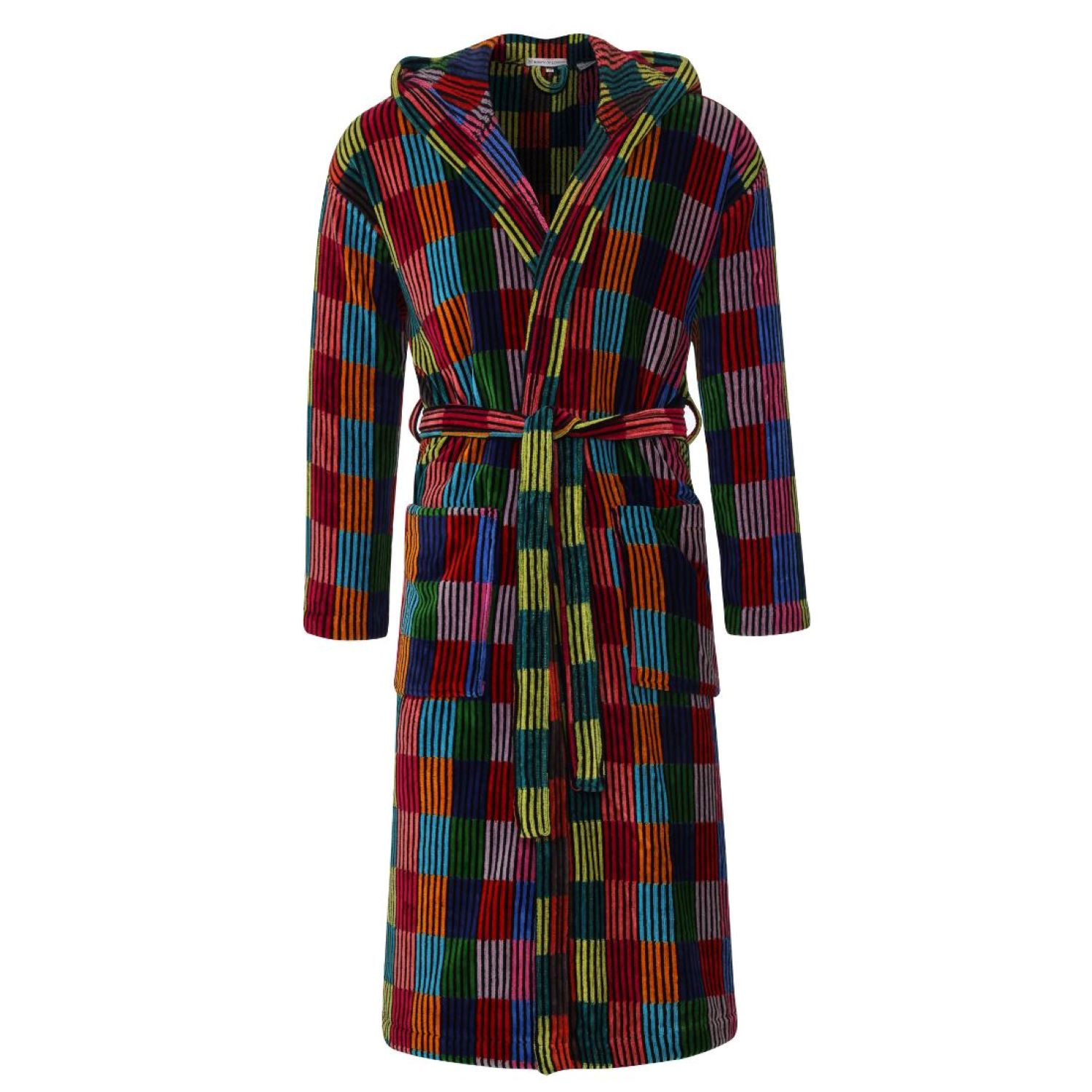 Bown Of London Women's Hooded Dressing Gown Patchwork In Red