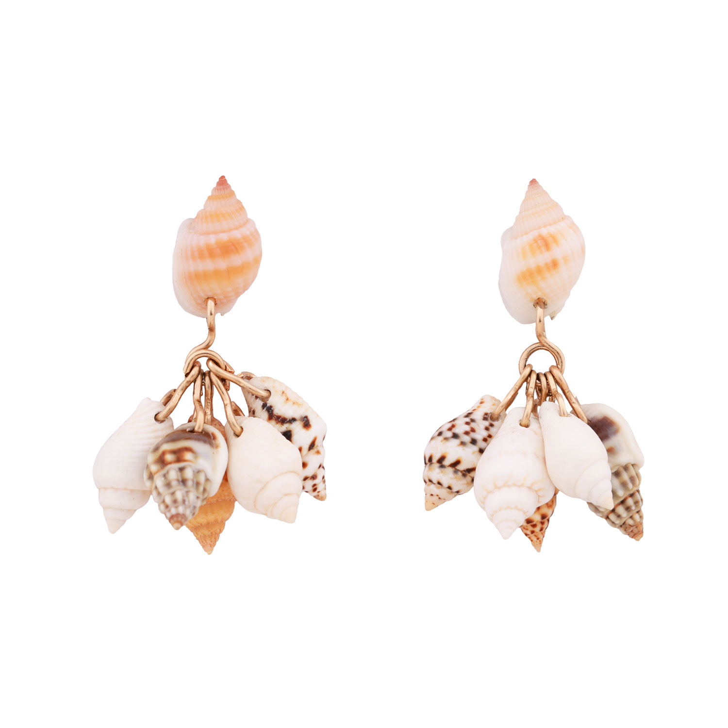 Oanasavu.creations Women's Yellow / Orange / White Seashells Earrings Summer Shells Gold Ear Studs Beach Jewelry In Multi