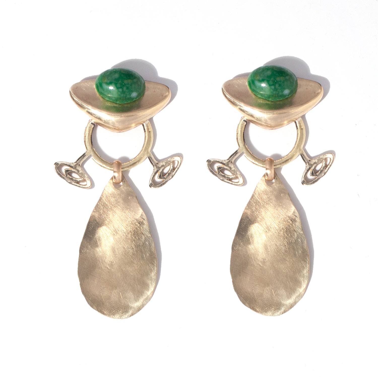 Castlecliff Women's Gold / Green Aida Earring In Pine