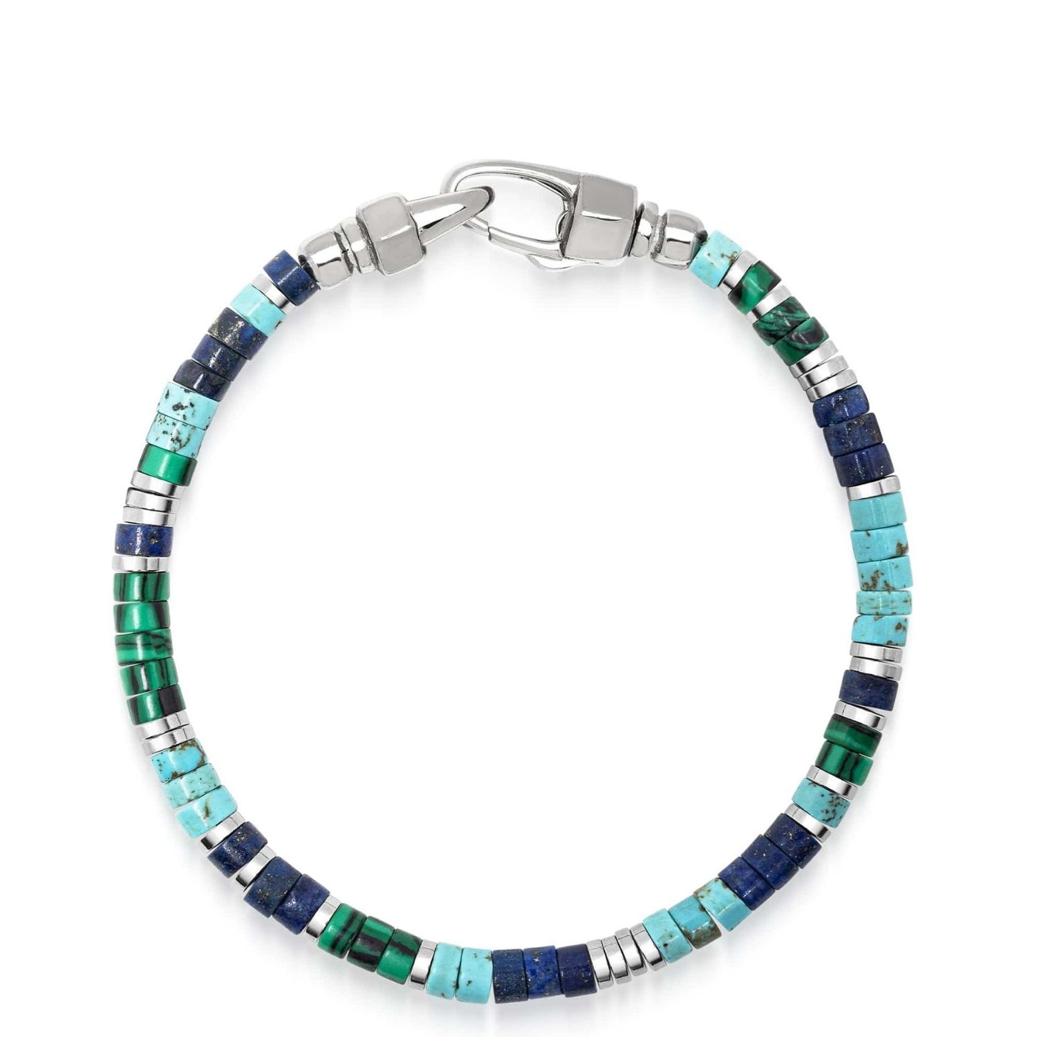 Men's Blue / Silver Riviera Ocean Heishi Bracelet | Nialaya